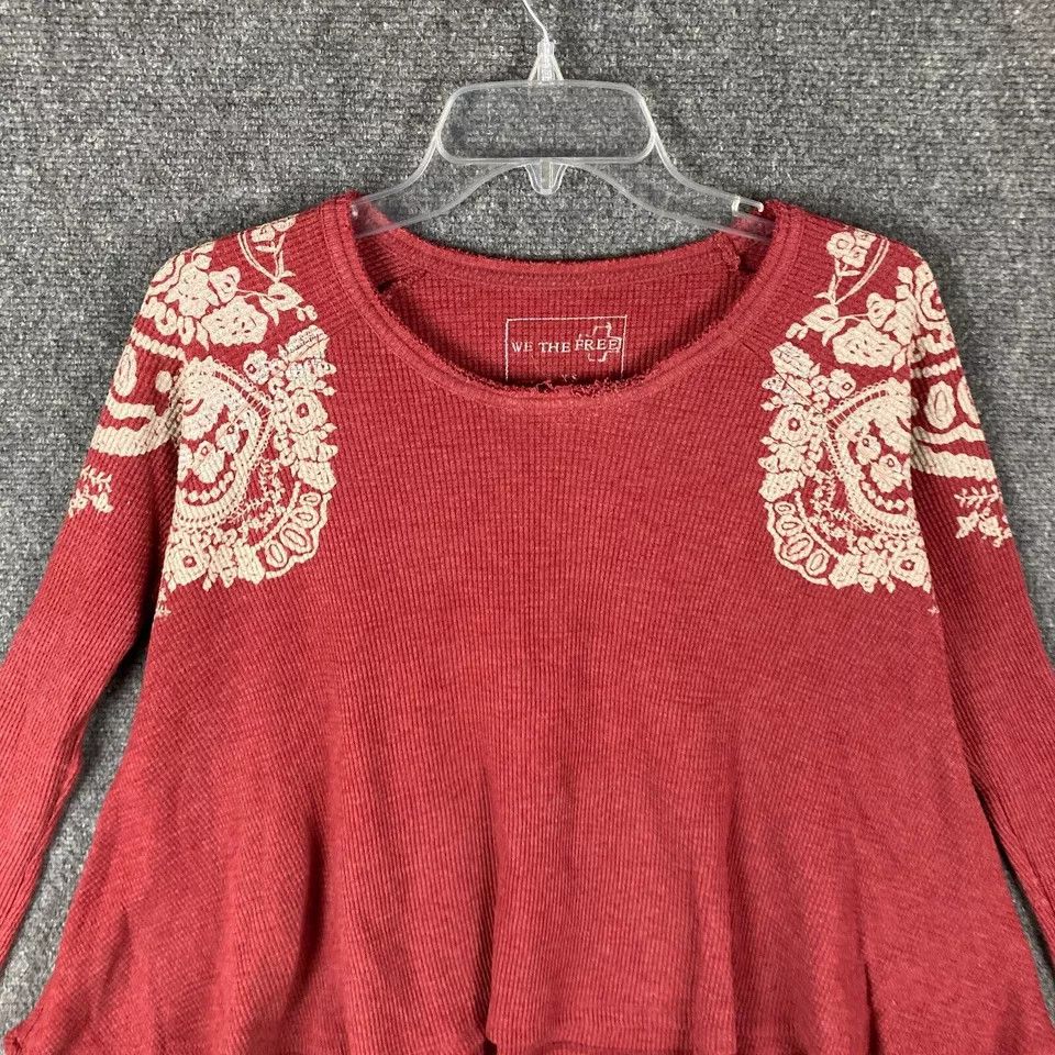 Other We The Free Blouse Women's XS Long Sleeve Waffle Knit Cotton Size XS / US 0-2 / IT 36-38 - 2 Thumbnail