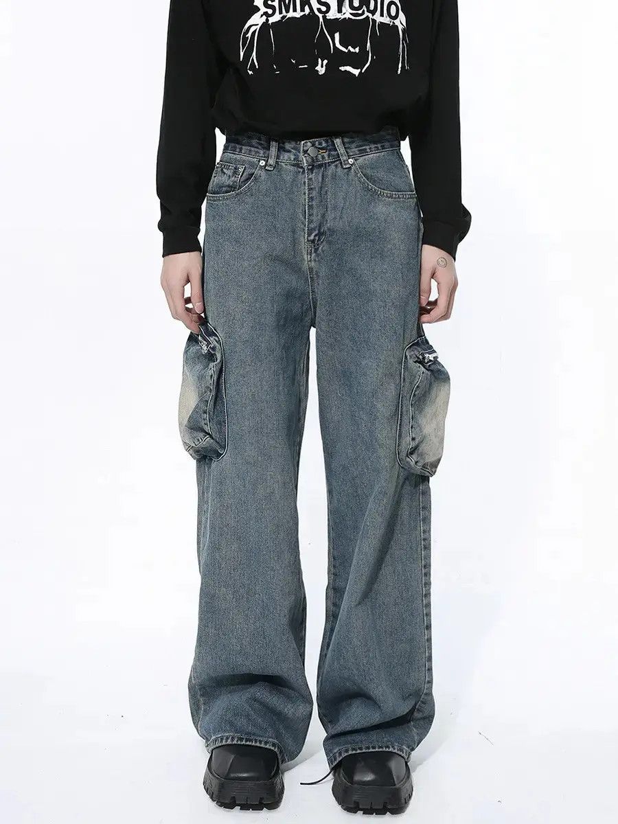Japanese Brand Retro loose washed straight leg jeans Size US 32 / EU 48 - 6 Thumbnail