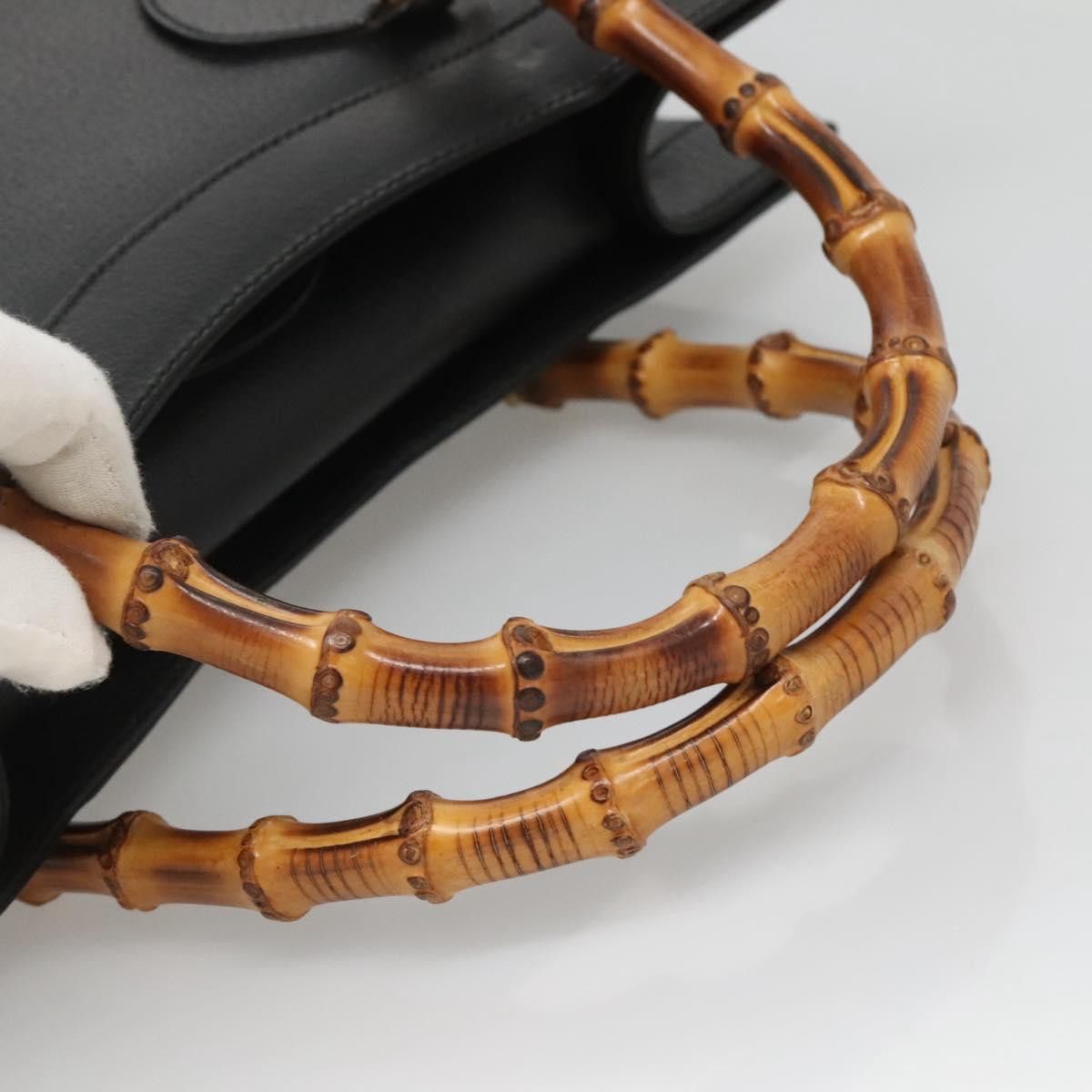 Gucci GUCCI Bamboo Hand Bag Leather Black Gold 002 1095 002 1095 Size ONE SIZE - 7 Thumbnail