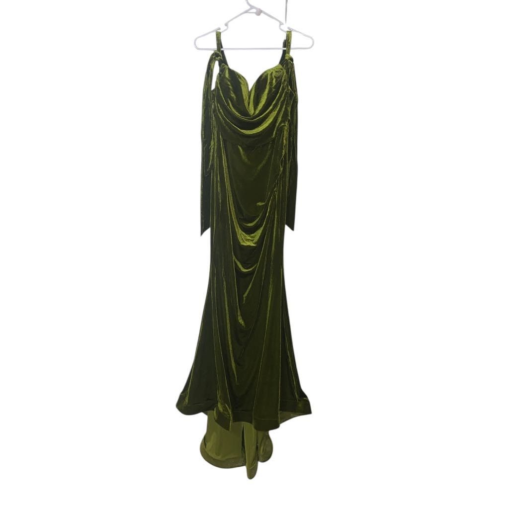 Other Faeriesty Green Long Formal Gown Dress Velvet Sleeveless 1X Size XL / US 12-14 / IT 48-50 - 8 Thumbnail