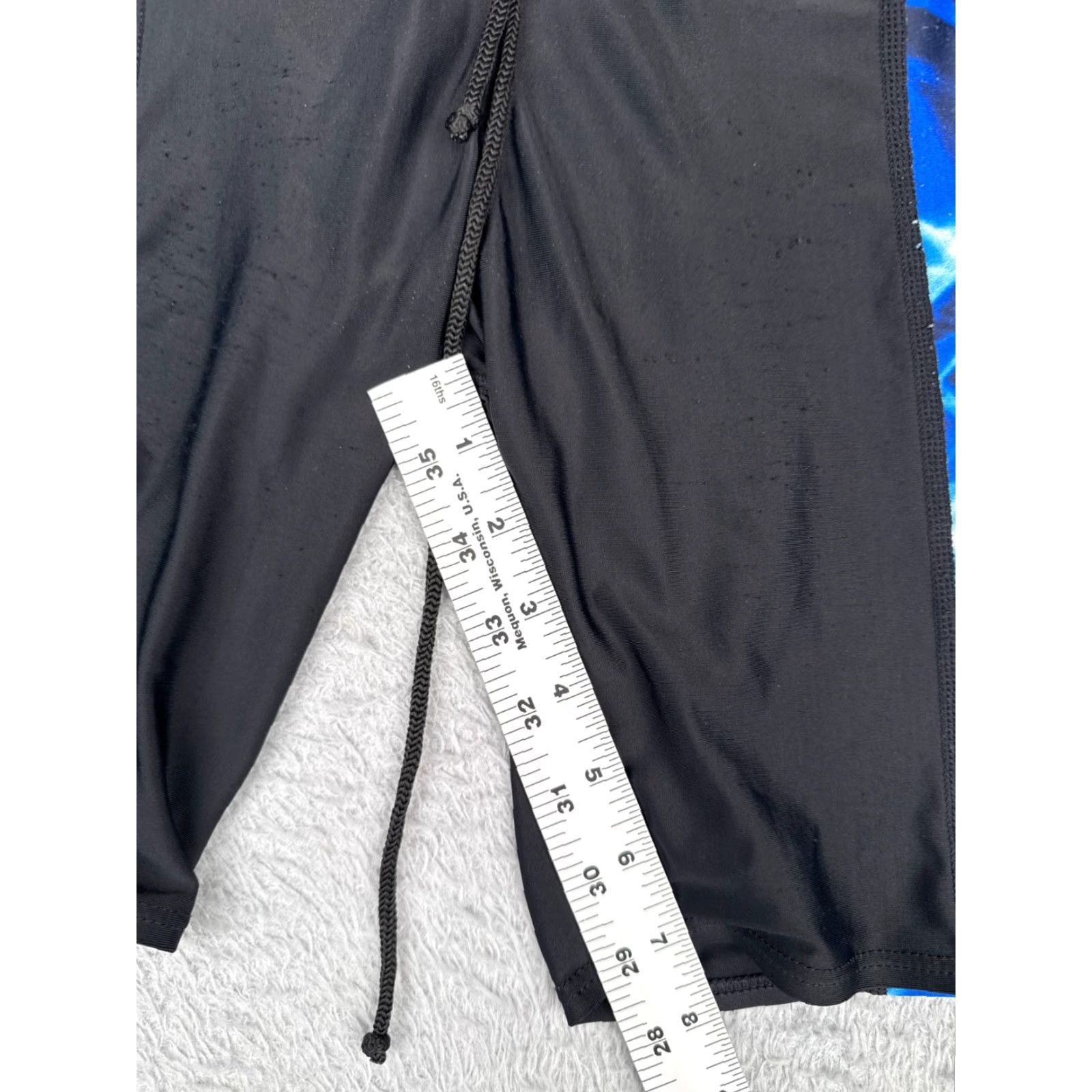 Vintage Waterpro Jammer Bottom Adult 28 Blue Black Polyester Spandex Compression Performance Swim Shorts Mens Size US 28 / EU 44 - 6 Thumbnail
