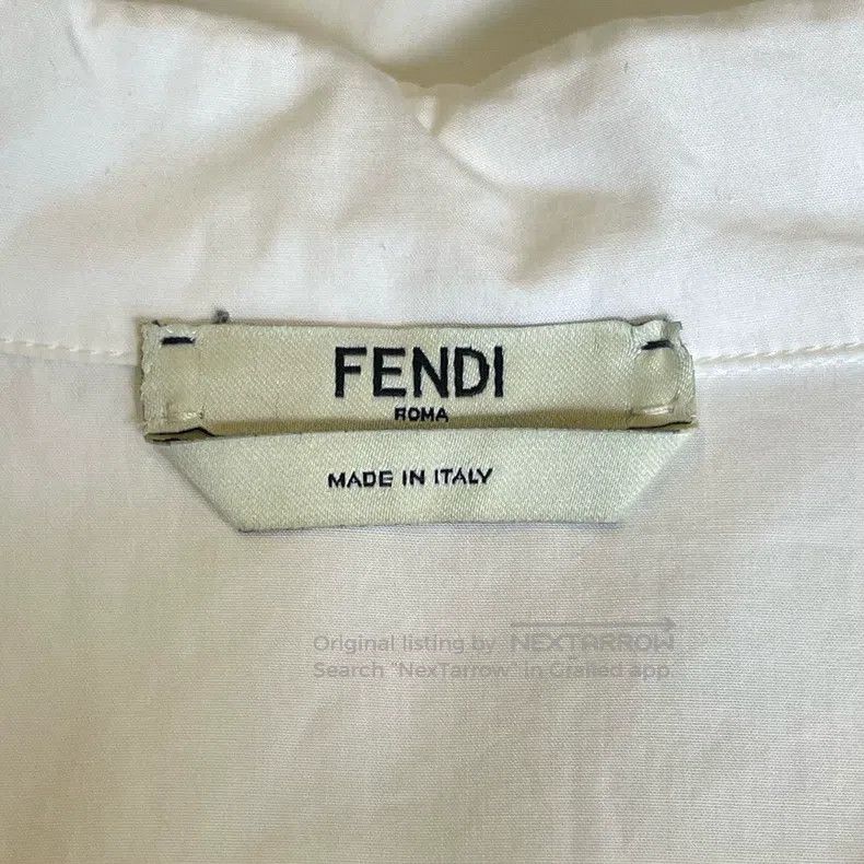 Fendi Fendi Pocket Logo Embroidered White Shirt Dress, Cotton Fa Size 4XL / US 24-26 - 6 Thumbnail