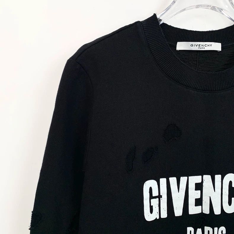 Givenchy Givenchy Black Logo Letter Print Ripped Design Cotton Crew Size US S / EU 44-46 / 1 - 3 Thumbnail