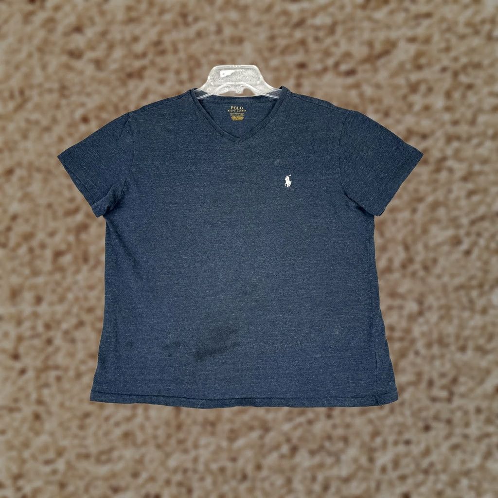 Polo Ralph Lauren Polo Ralph Lauren Shirt Mens Medium Blue V-Neck Short Sleeve Logo Jersey Tee Size US M / EU 48-50 / 2 - 1 Thumbnail
