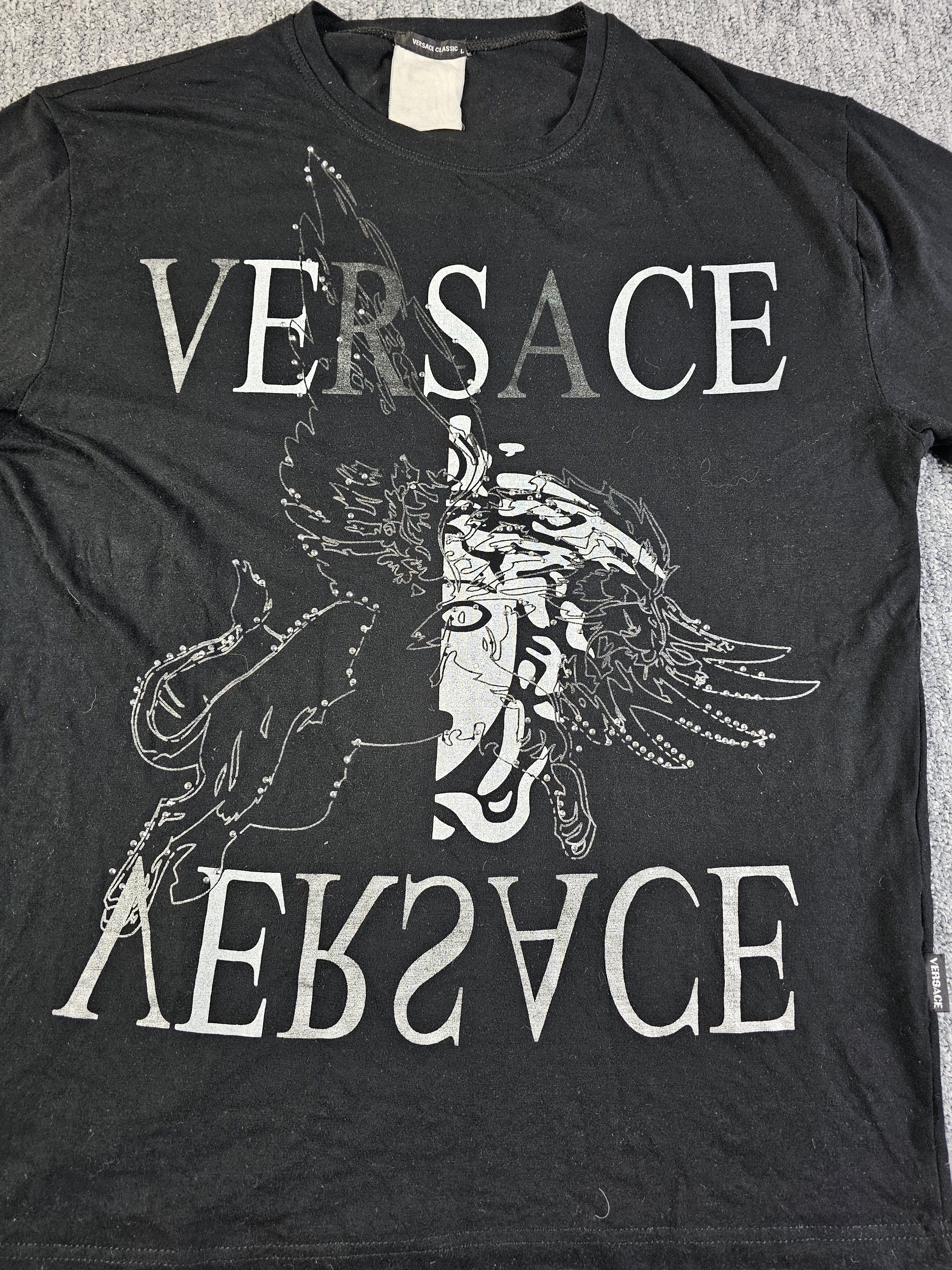 Versace Versace Classic 90s Medusa Rhinestone Black Long Sleeve Top Size L / US 10 / IT 46 - 2 Thumbnail
