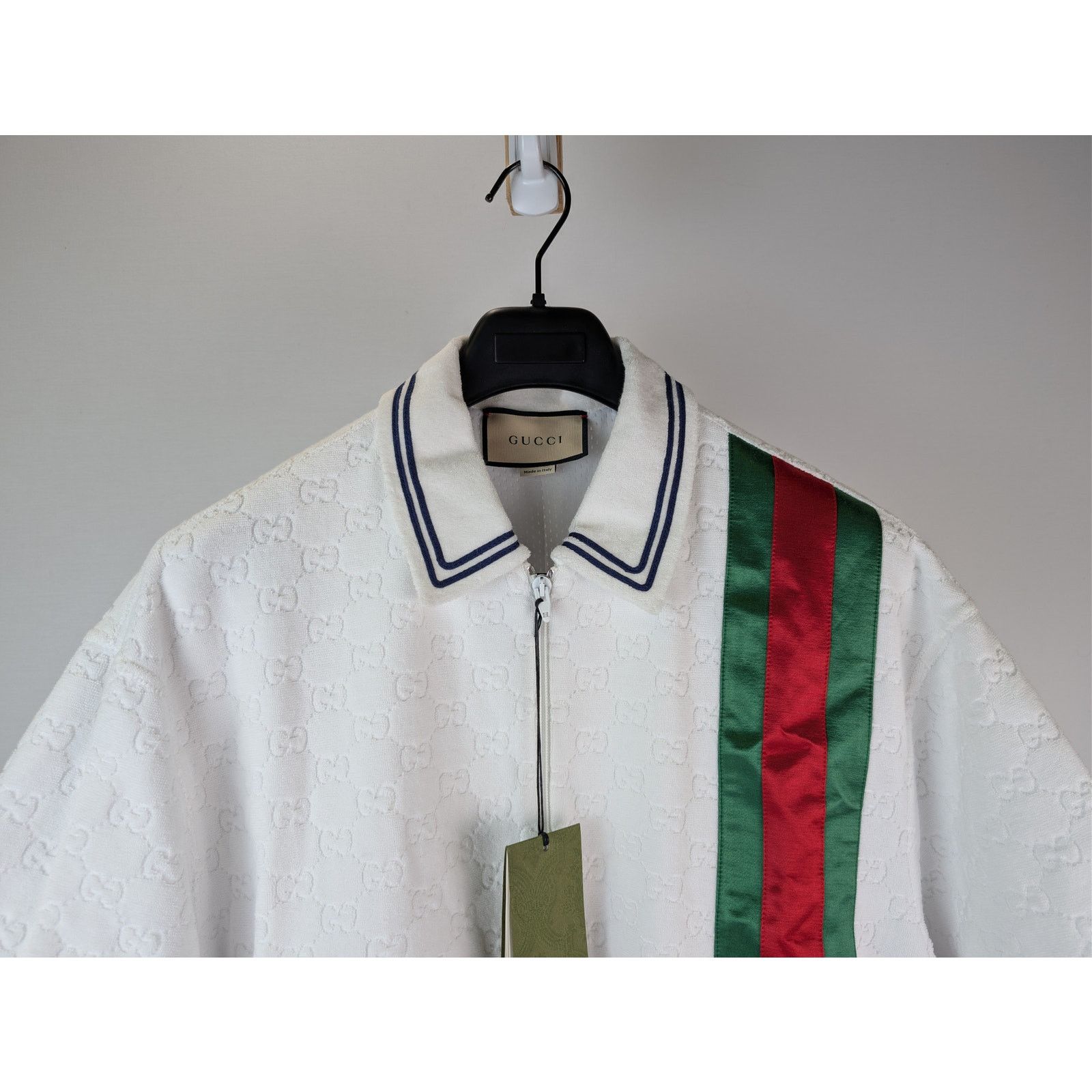 Gucci o1rshd1 Q:2 / GG Cotton Terry Cloth Polo Zip-Up Sweater Size US L / EU 52-54 / 3 - 3 Thumbnail