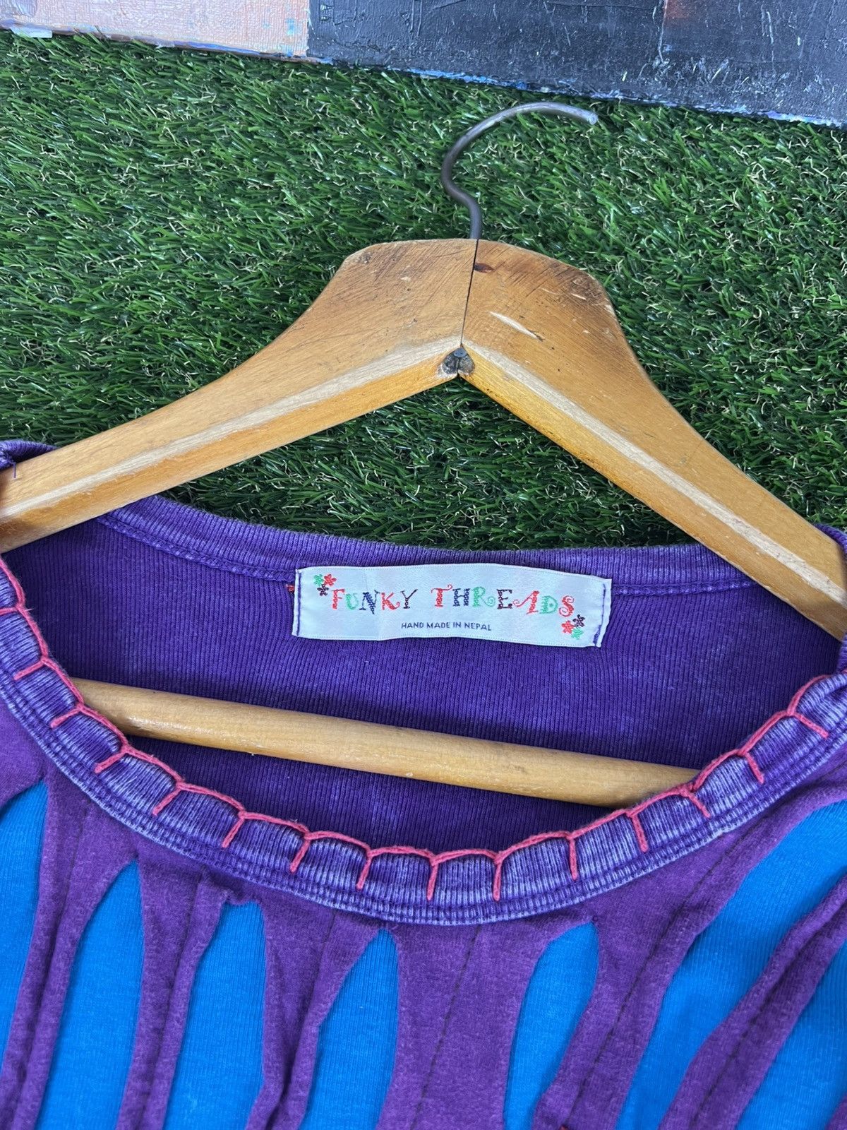 Handmade Vintage 90s Nepal Handmade Painted TieDye Long Sleeves Shirt Size L / US 10 / IT 46 - 7 Thumbnail