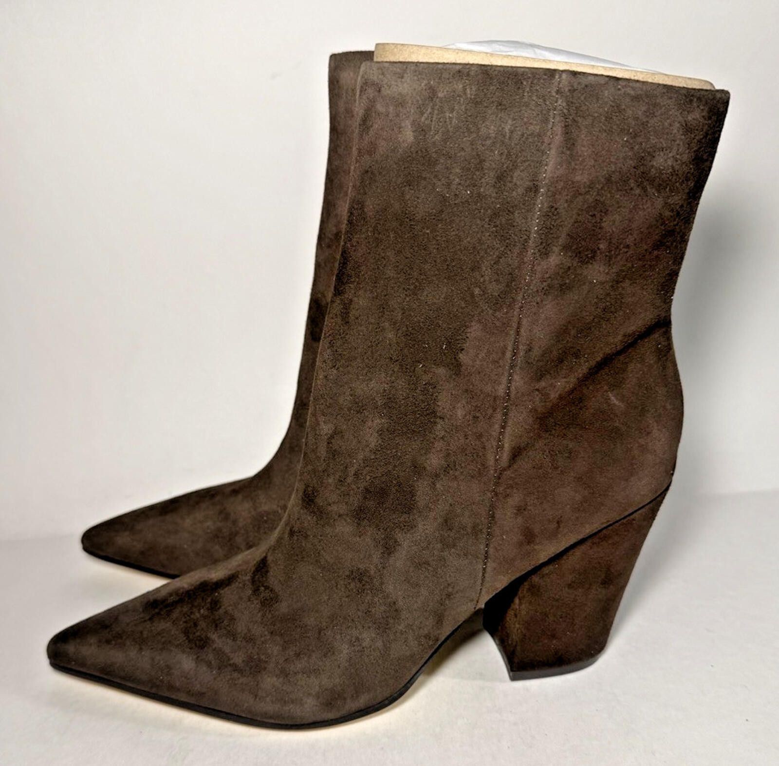 Nine West NINE WEST Ariza Tapered Block Heel Booties Zip Dark Brown Size US 8 / IT 38 - 1 Thumbnail