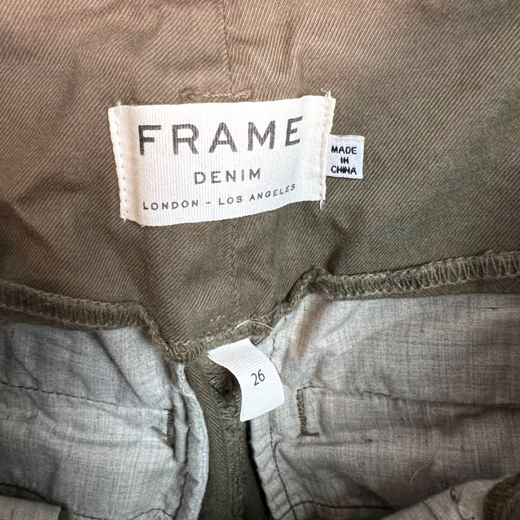Frame FRAME Womens Olive Green High-Waisted Paperbag Tapered Pants 26 Size 26" / US 2 / IT 38 - 3 Thumbnail