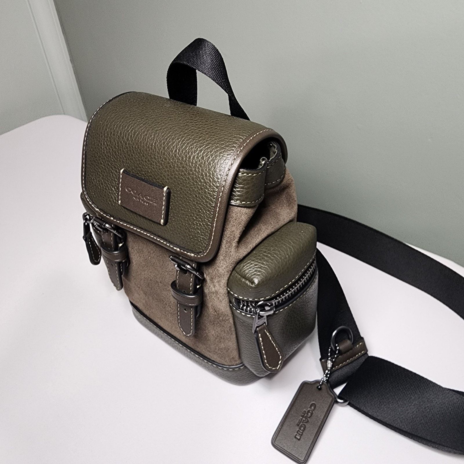 Coach NWT Coach CCE79 Sprint Sling Pack Suede Bag Uniform Green Size ONE SIZE - 2 Thumbnail