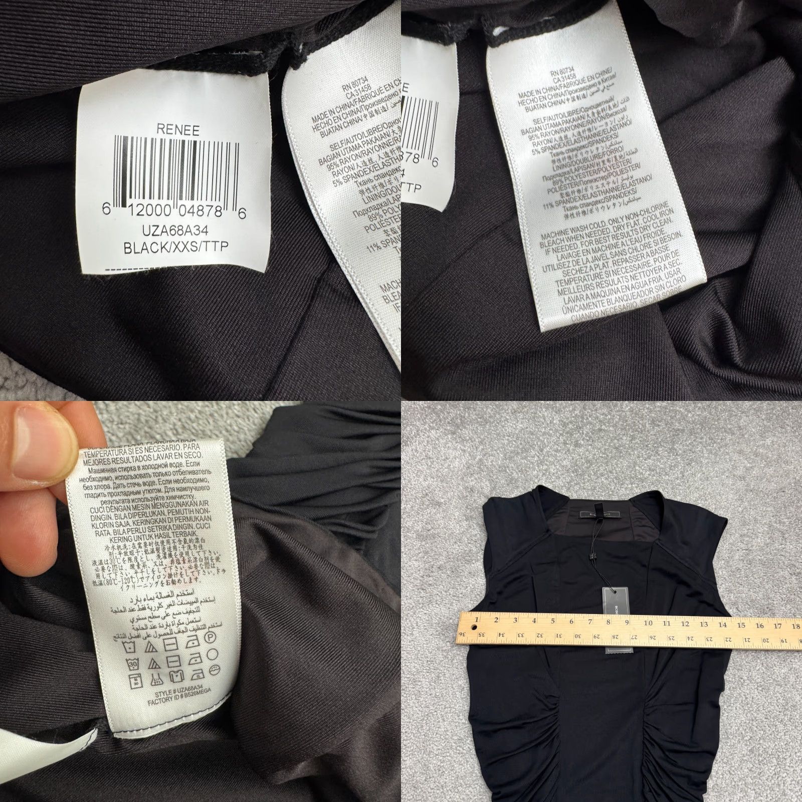 Bcbgmaxazria BCBGMAXAZRIA Renee Ruched Boycon Mini Dress Womens XXS Black Cap Sleeve LBD NWT Size XXS / US 00 / IT 34 - 8 Thumbnail