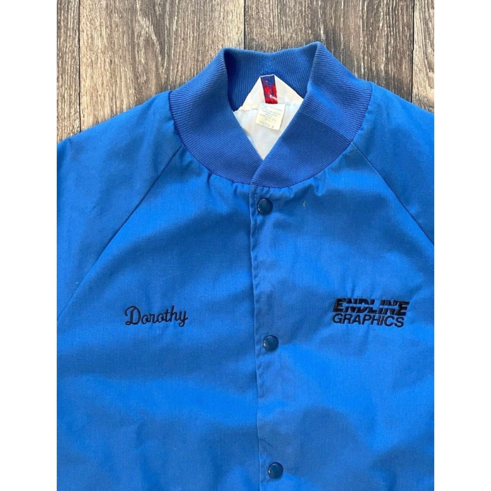 Vintage Vtg 80s West Ark USA Blue Uniform Button Up Bomber Work Jacket EndLine Graphics Size US M / EU 48-50 / 2 - 4 Thumbnail
