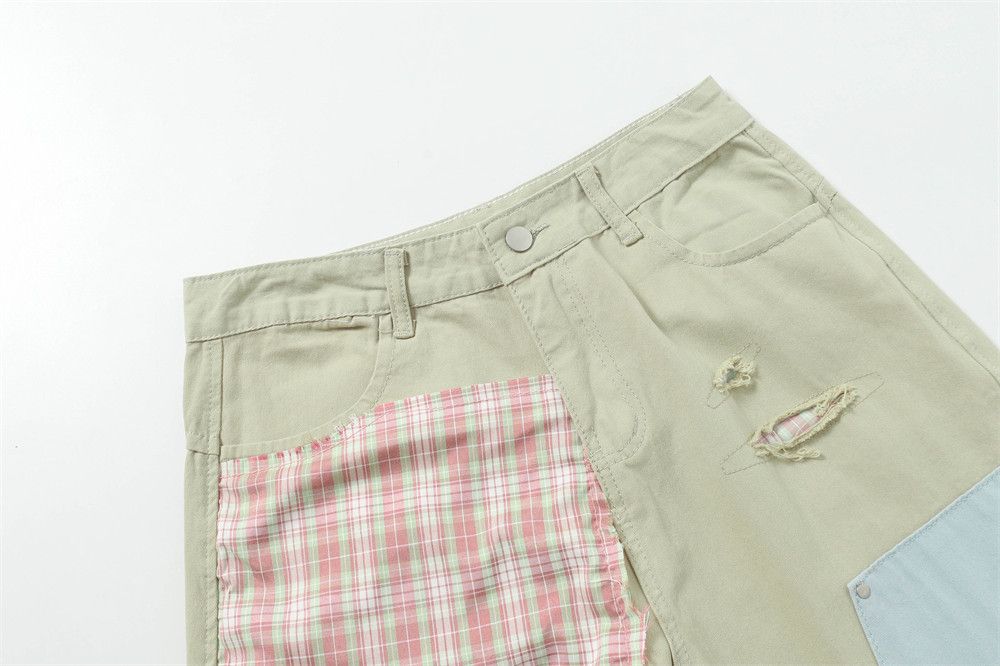 Japanese Brand × Vintage Men's wideleg straight ripped patchwork plaid cargo trousers Size US 32 / EU 48 - 3 Thumbnail
