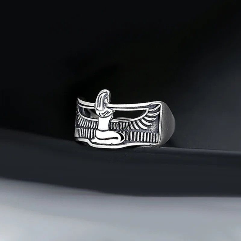 Jewelry × Vintage Elegant Egypt Queen Thai Silver Ladies Finger Open Rings Size ONE SIZE - 5 Thumbnail
