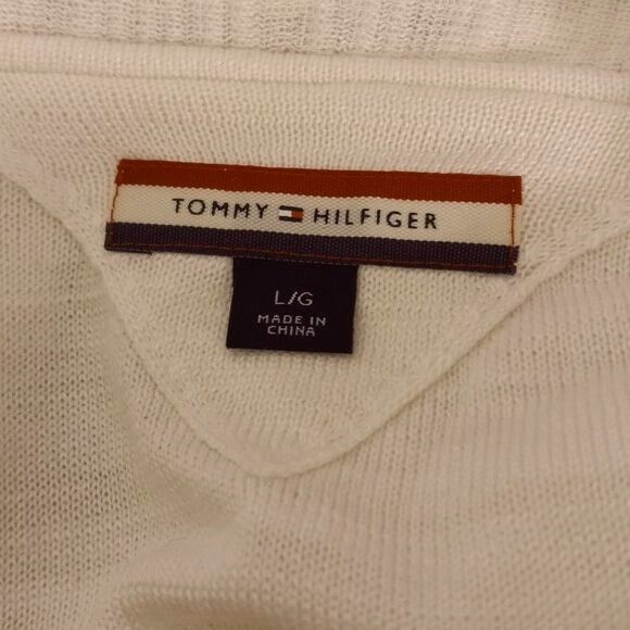 Tommy Hilfiger Tommy Hilfiger Size L Womens White Tie-Front Cardigan Lightw Size L / US 10 / IT 46 - 8 Thumbnail