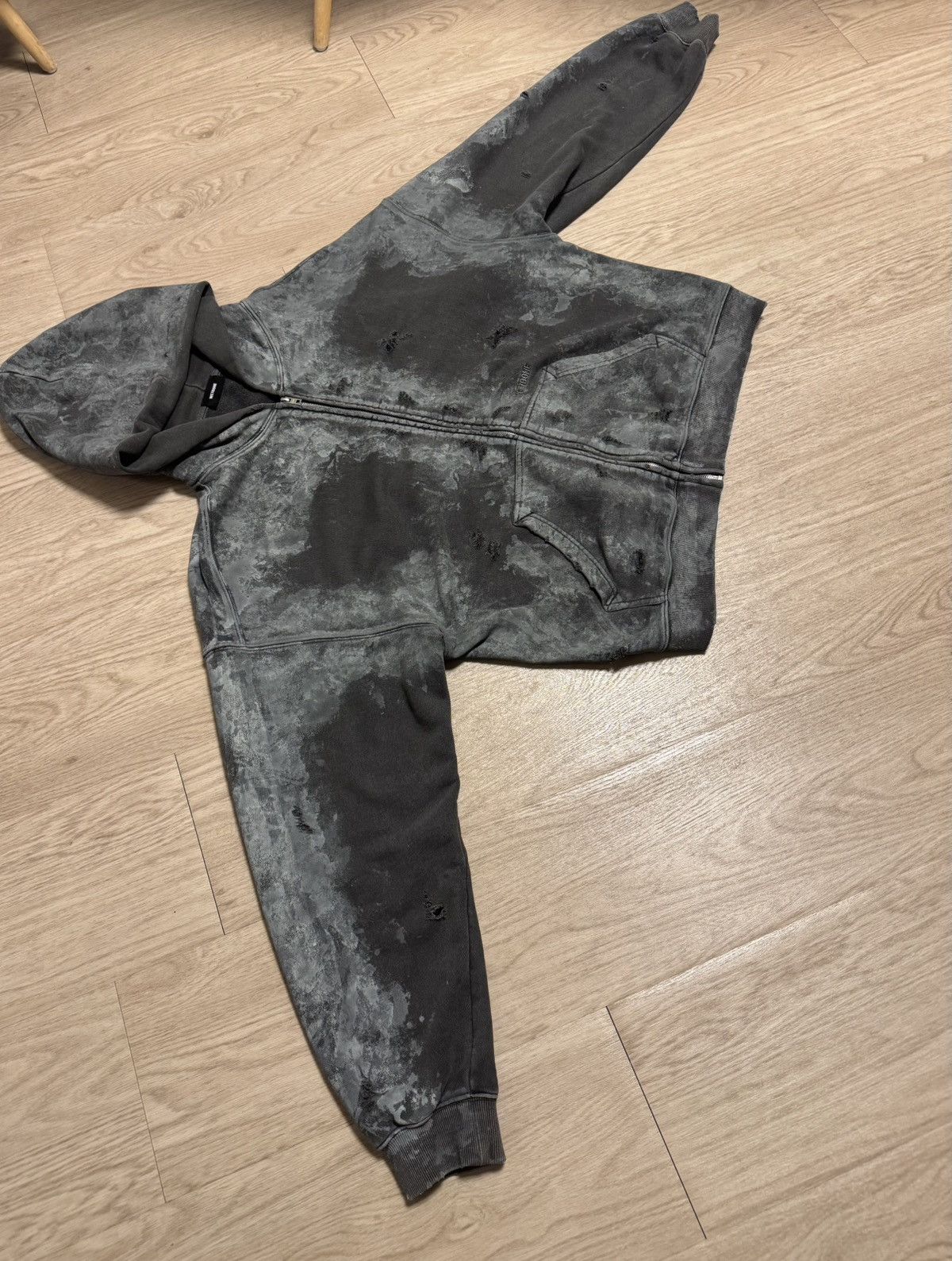 WE11DONE We11done Distressed Zip Hoodie Dark Grey Size M Rare Size US M / EU 48-50 / 2 - 2 Thumbnail