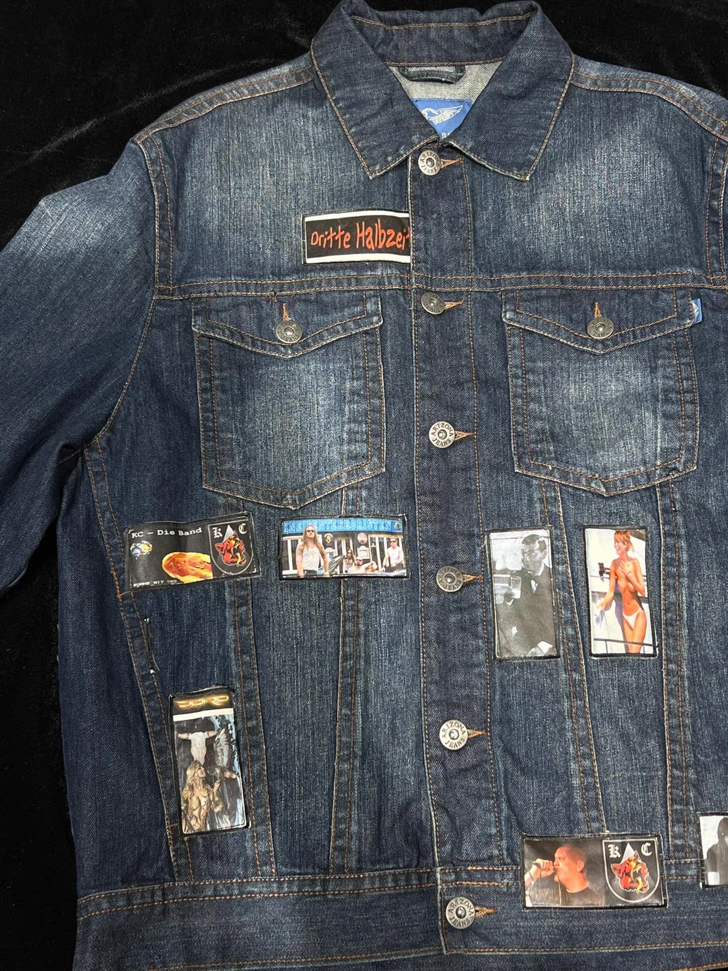 Vintage 90s Vintage Patchwork Denim Jacket Q13 Size US L / EU 52-54 / 3 - 5 Thumbnail