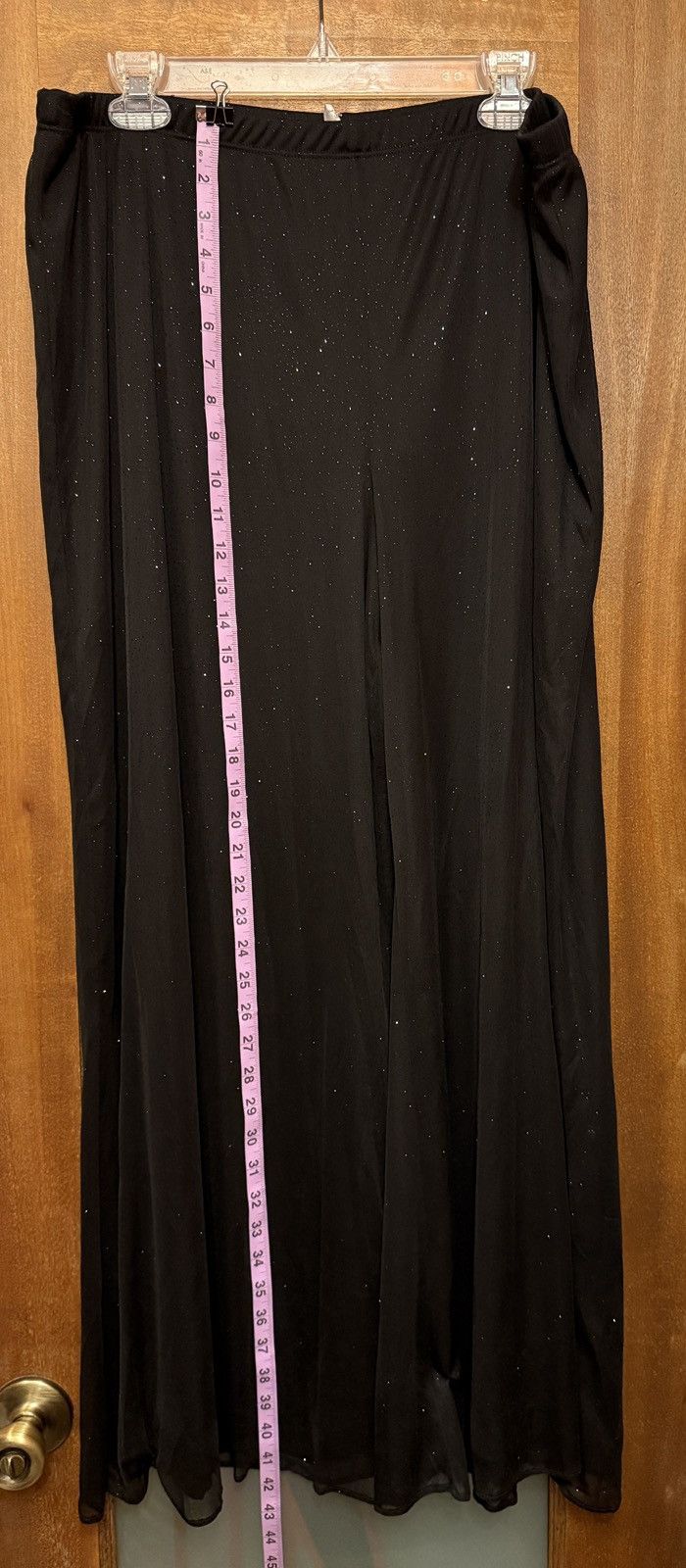 Avenue Avenue Plus Sheer Lined Black Wide Leg Elastic Waist Pant Size 40" / US 18 - 6 Thumbnail