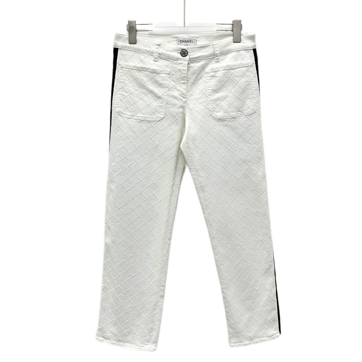 Chanel Chanel White Quilted Cotton Denim Pants K26WX Size 26" / US 2 / IT 38 - 1 Thumbnail