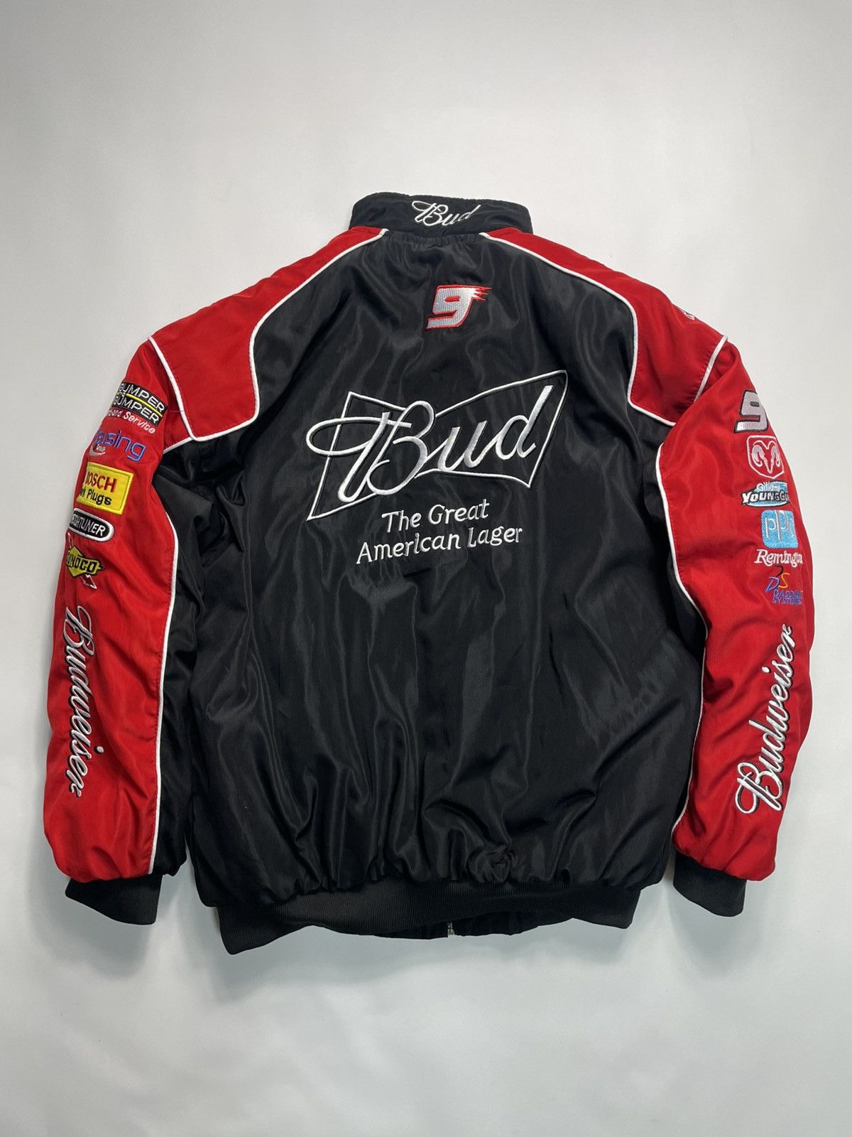NASCAR VTG Dodge Budweiser NASCAR Bmbr Jkt Siemens Y2K Blokecore Size US XL / EU 56 / 4 - 9 Thumbnail