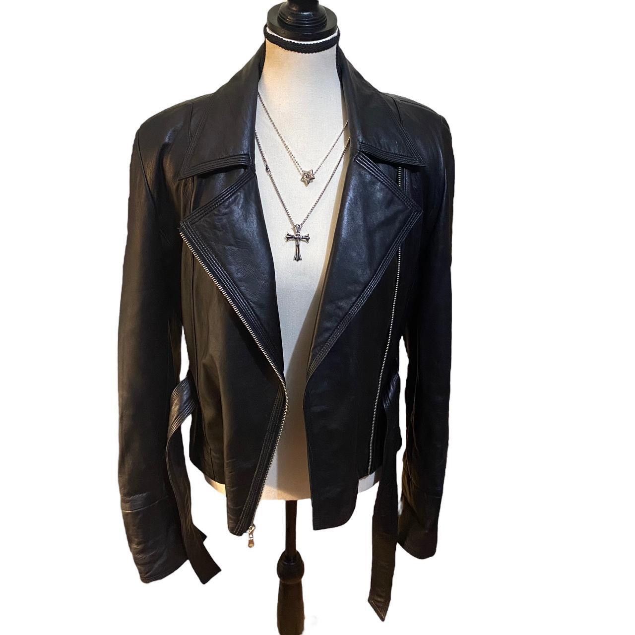 image of Wilsons Leather Vintage Black Leather Zip-Up Jacket ⋆｡‧₊°♱༺, Women's (Size Small)