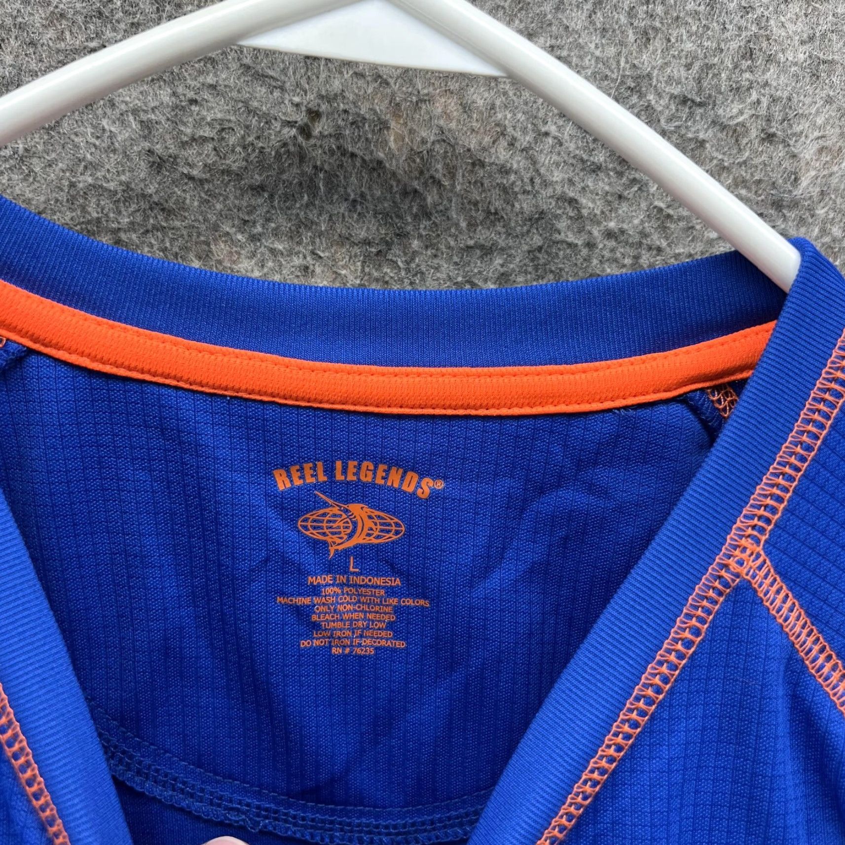 Vintage Reel Legends Shirt Men Large Blue Orange Polyester Crewneck Knit Performance Size US L / EU 52-54 / 3 - 7 Thumbnail