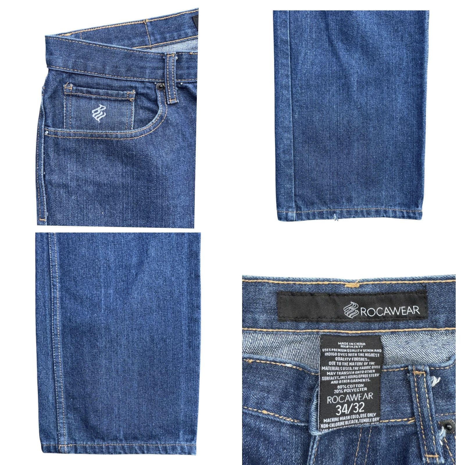 Rocawear VINTAGE Rocawear Jeans Blue Embroidered Pockets Classic Fit Size 34x32 RARE Mens Straight 34 32 Size US 34 / EU 50 - 8 Thumbnail