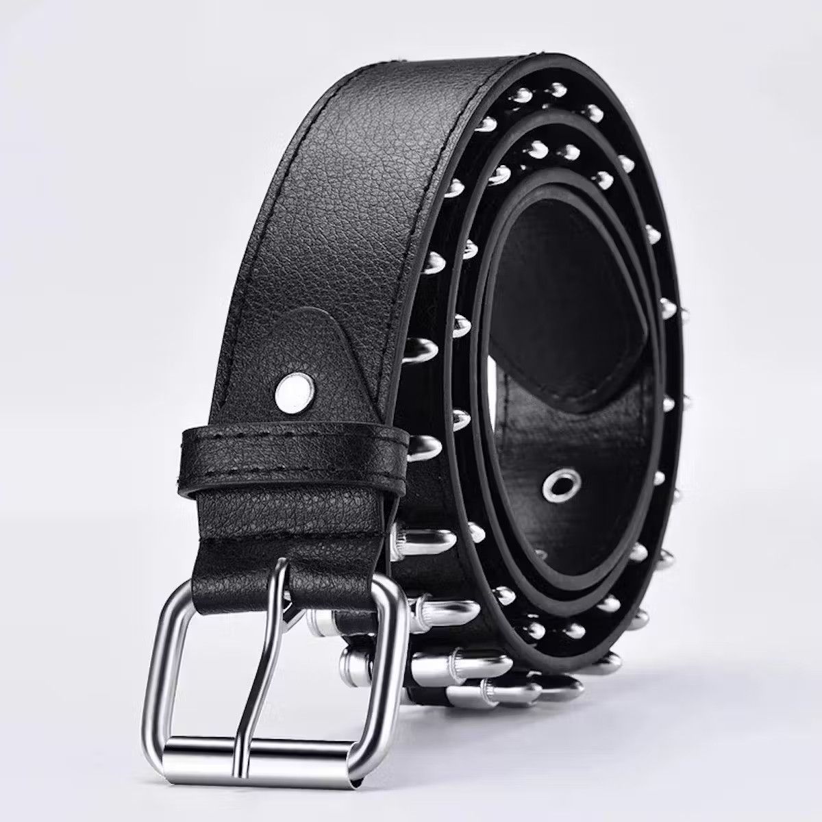 Leather Bullet leather punk belt hollow rivet Size ONE SIZE - 3 Thumbnail