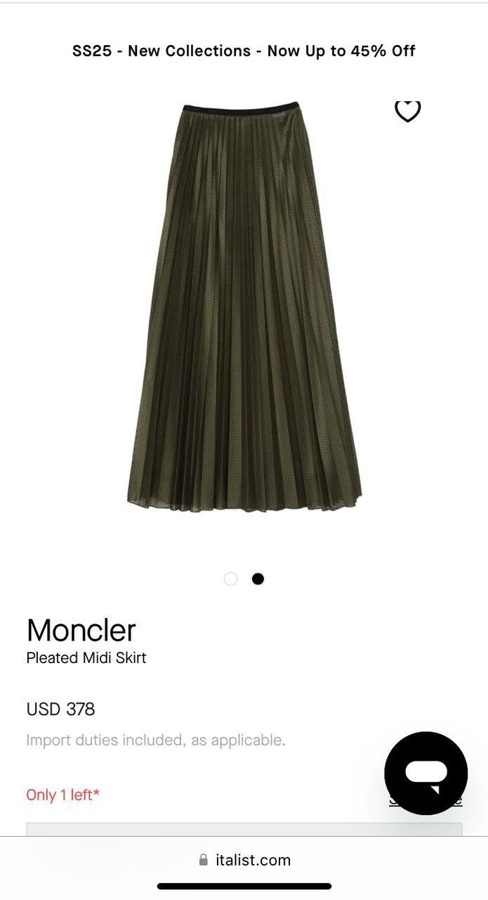 Designer × Moncler Moncler Gonna Pleated Midi Green Skirt, Size 44 Size 34" / US 12 / IT 48 - 24 Thumbnail