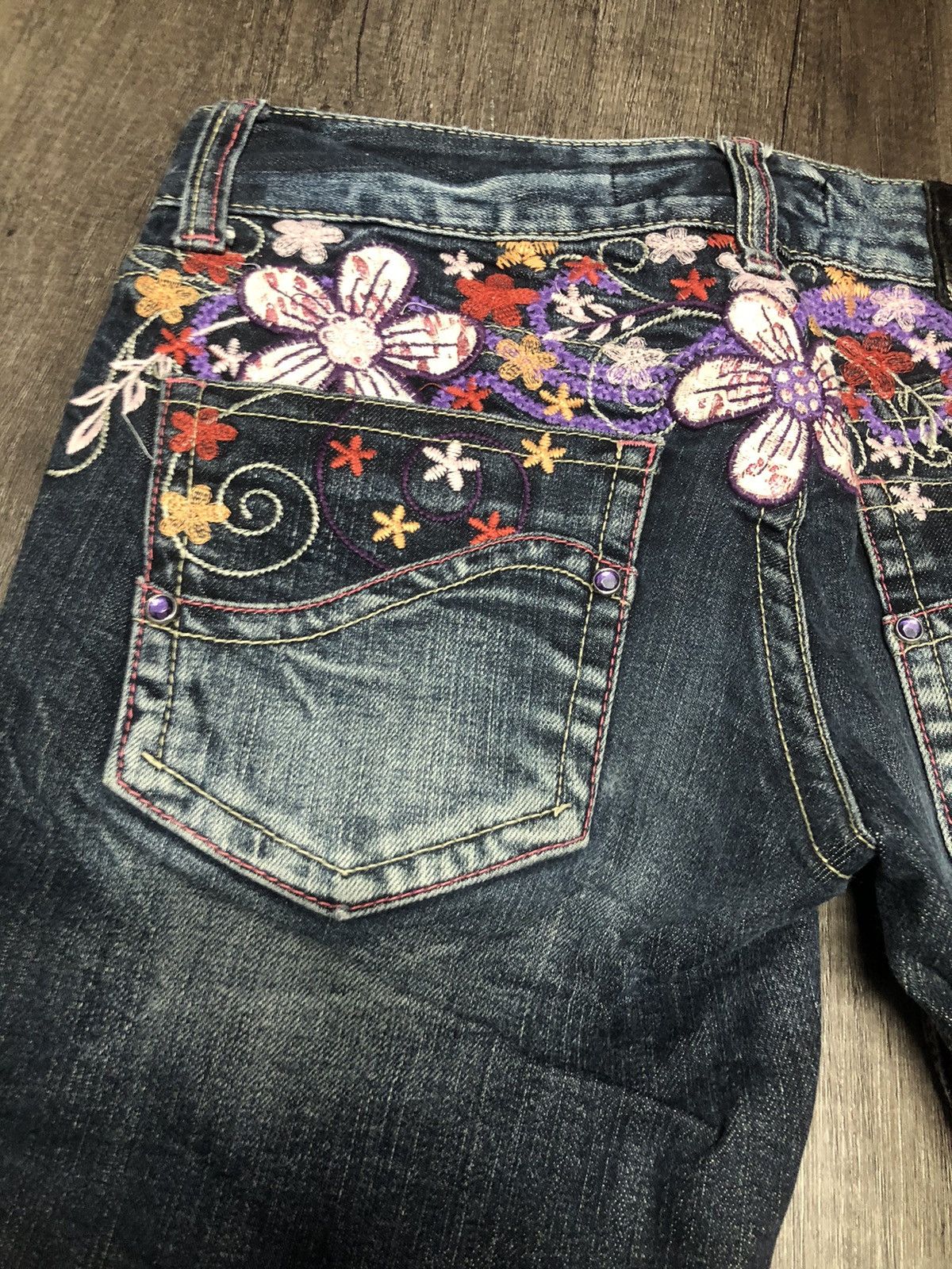 Japanese Brand Pasta Denim Jeans Flower Patch Size 29" - 2 Thumbnail
