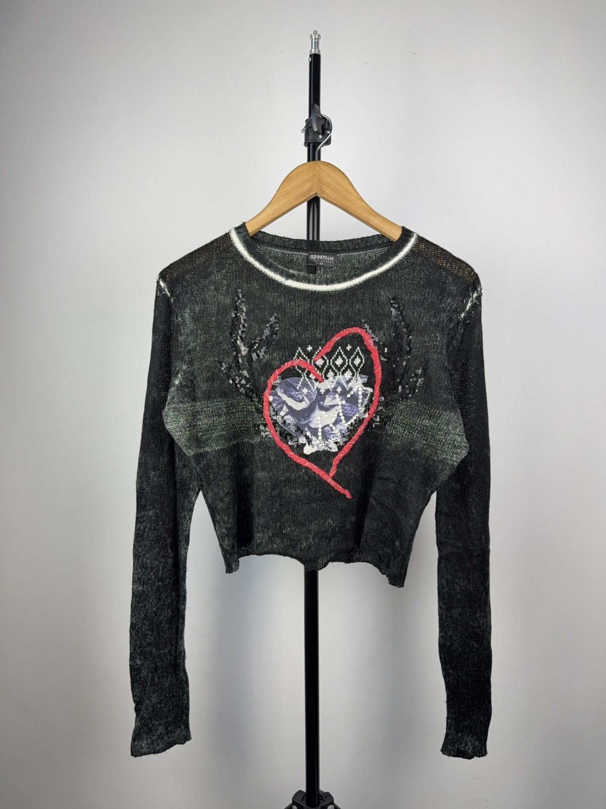 Sportalm Kitzbuhel × Vintage Sportalm Y2K Mesh Knit Sweater Heart Patch Austria 2000s Size L / US 10 / IT 46 - 1 Thumbnail