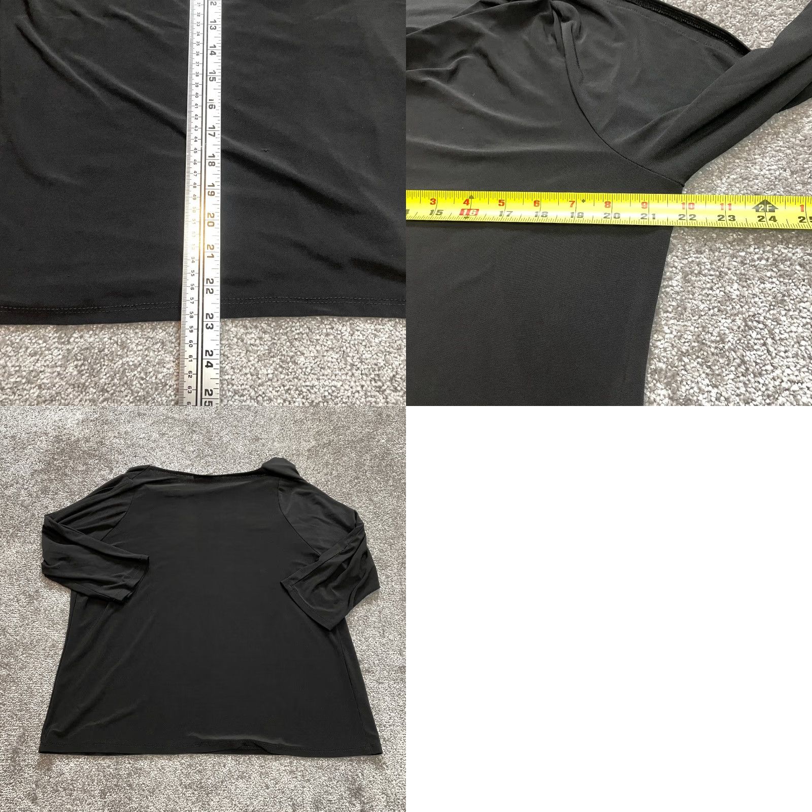 Vintage Claudia Richard Blouse Shirt womens 1X Black Long Sleeve Stretch Vintage Ladies Regular Fit Button Boat Neck Casual Office Size XL / US 12-14 / IT 48-50 - 8 Thumbnail