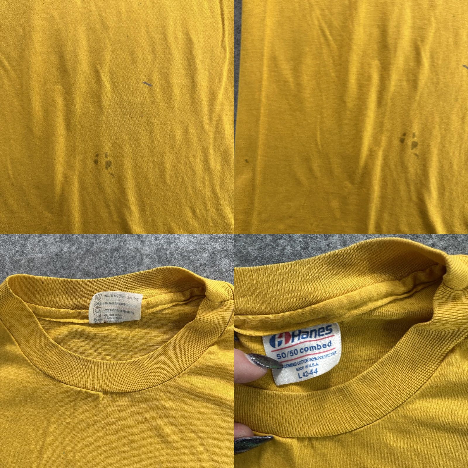 Hanes VINTAGE Canadian Club Shirt Mens Large Yellow C.C. Waterback Bar Promo 80s Size US L / EU 52-54 / 3 - 8 Thumbnail