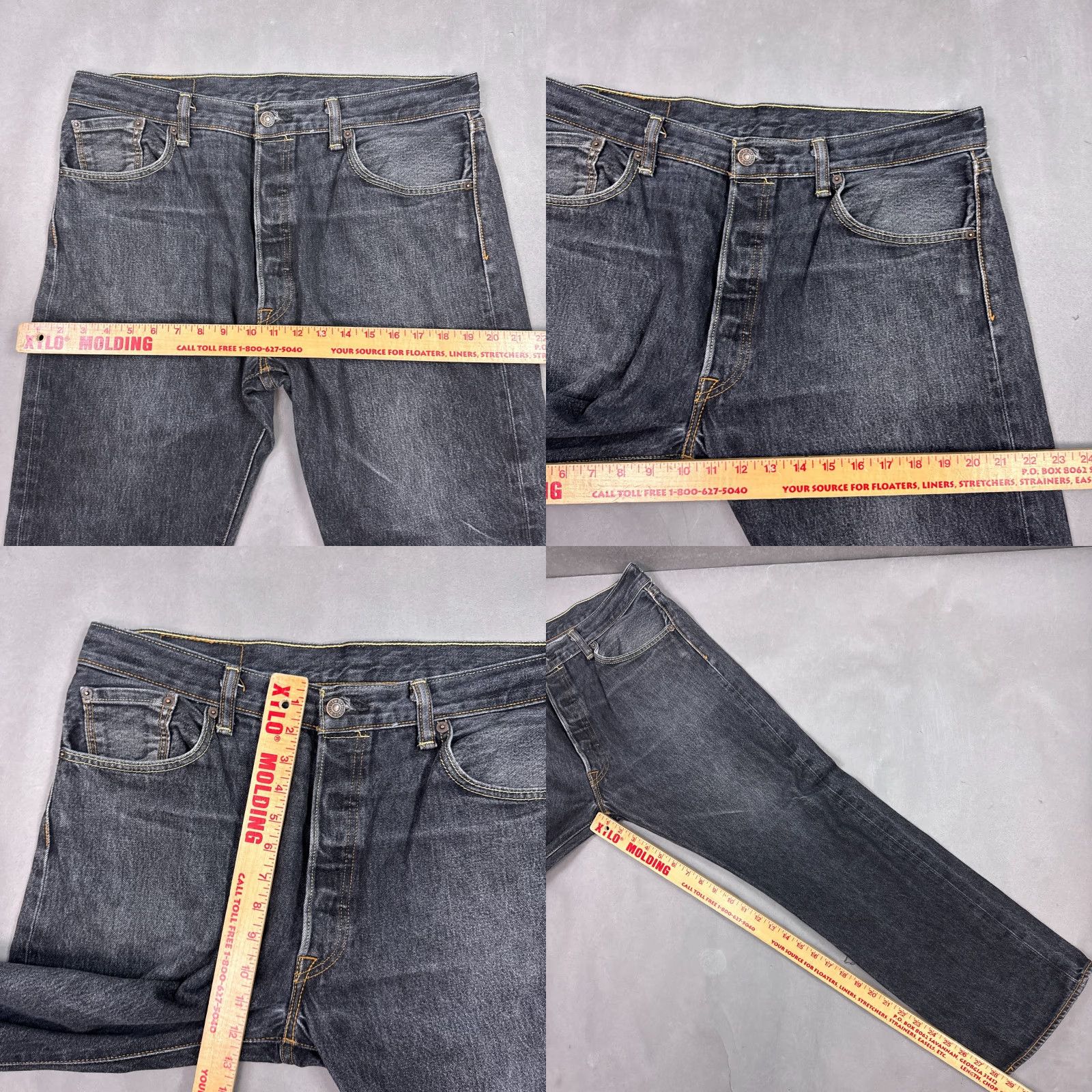 Levi's Levi's 501 Jeans Mens 36x30 Black Denim Button Fly Dark Faded Work Office Pants Straight Modern 5-Pocket Mens Regular Size Size US 36 / EU 52 - 9 Thumbnail