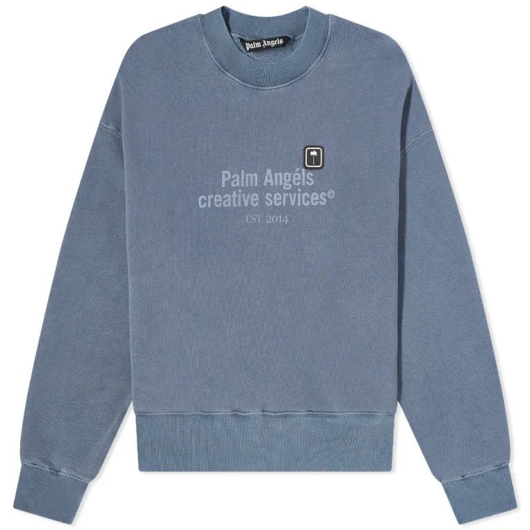 Palm Angels o1in1s0225 Q:1 / Creative Services Crewneck Sweater in Blue Size US L / EU 52-54 / 3 - 1 Thumbnail