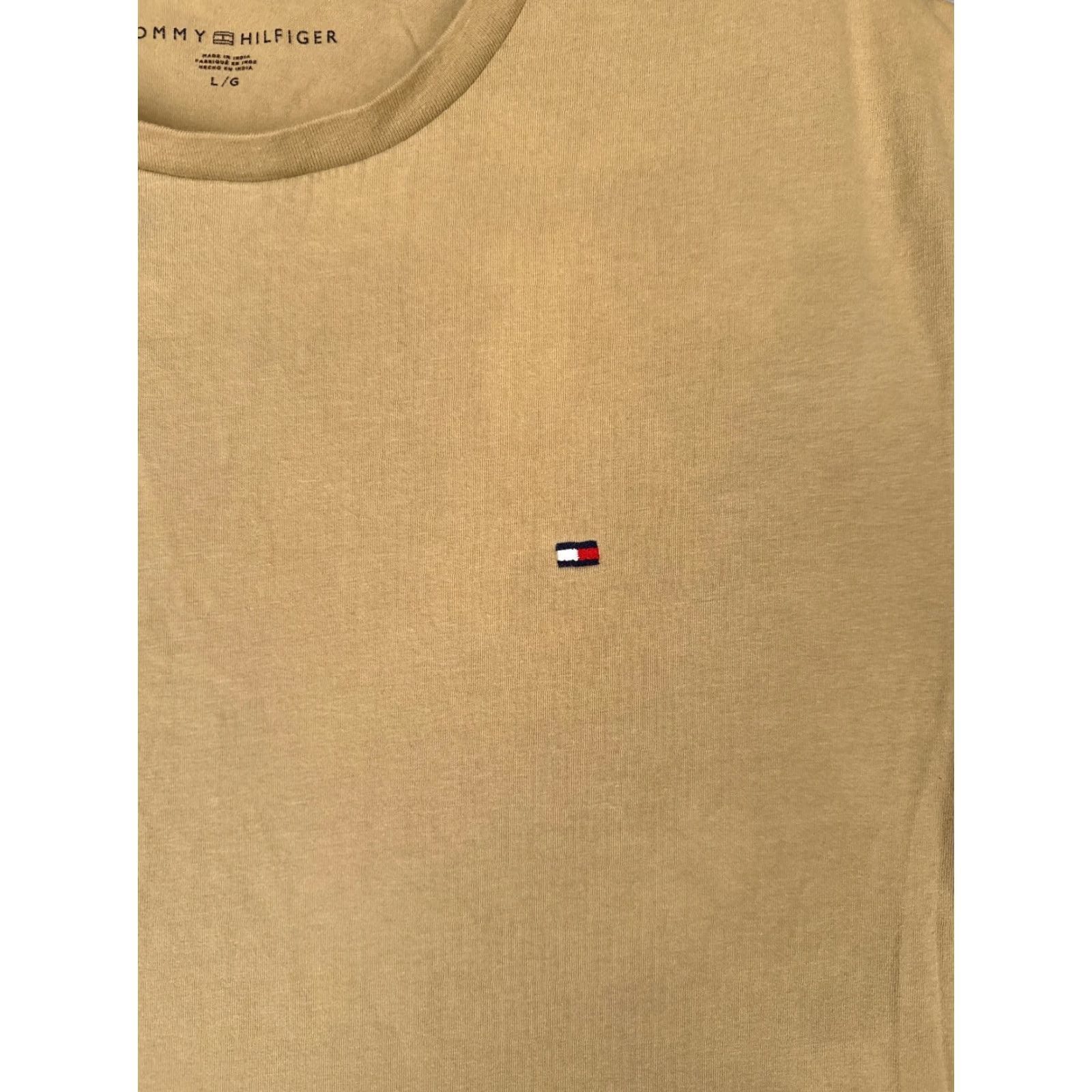 Tommy Hilfiger Tommy Hilfiger Shirt Beige Adult Large Short Sleeve Crew Neck Cotton Blend READ Size US L / EU 52-54 / 3 - 6 Thumbnail