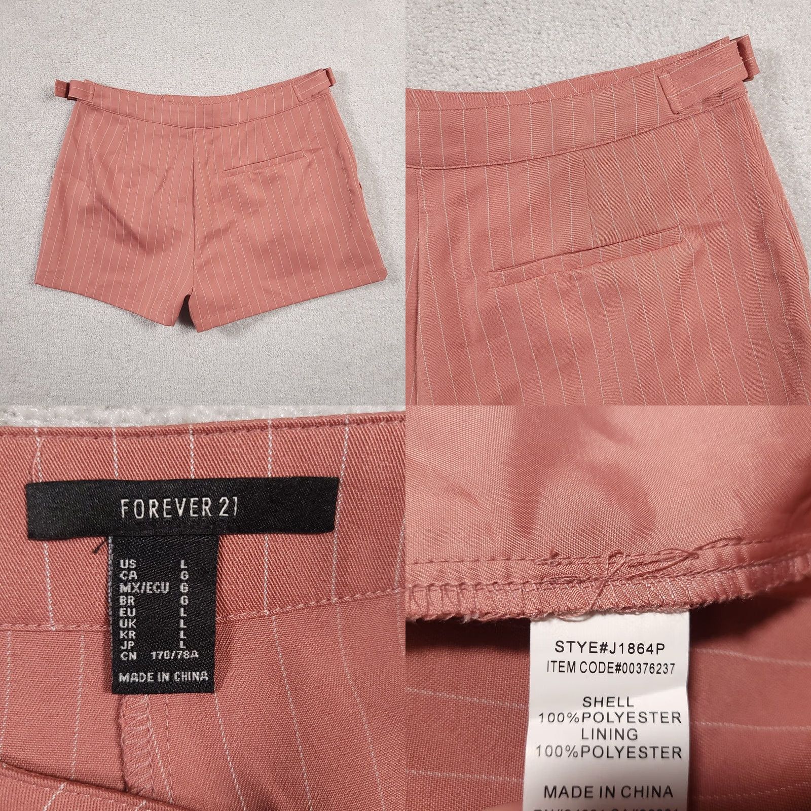 Forever 21 Forever 21 Shorts Women's Large Pink Mauve Pin Stripe Classy 2" Inseam Pleated Size 36" / US 14 / IT 50 - 8 Thumbnail