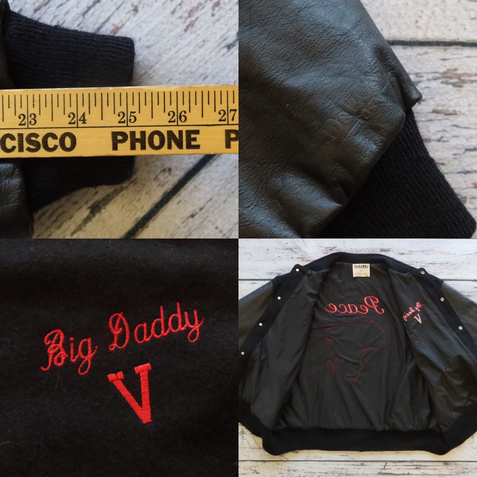 Vintage VINTAGE DeLong Pan-Africanism Peace Varsity Bomber Jacket Men's 3XL Black Leather Jacket Size US XXL / EU 58 / 5 - 9 Thumbnail