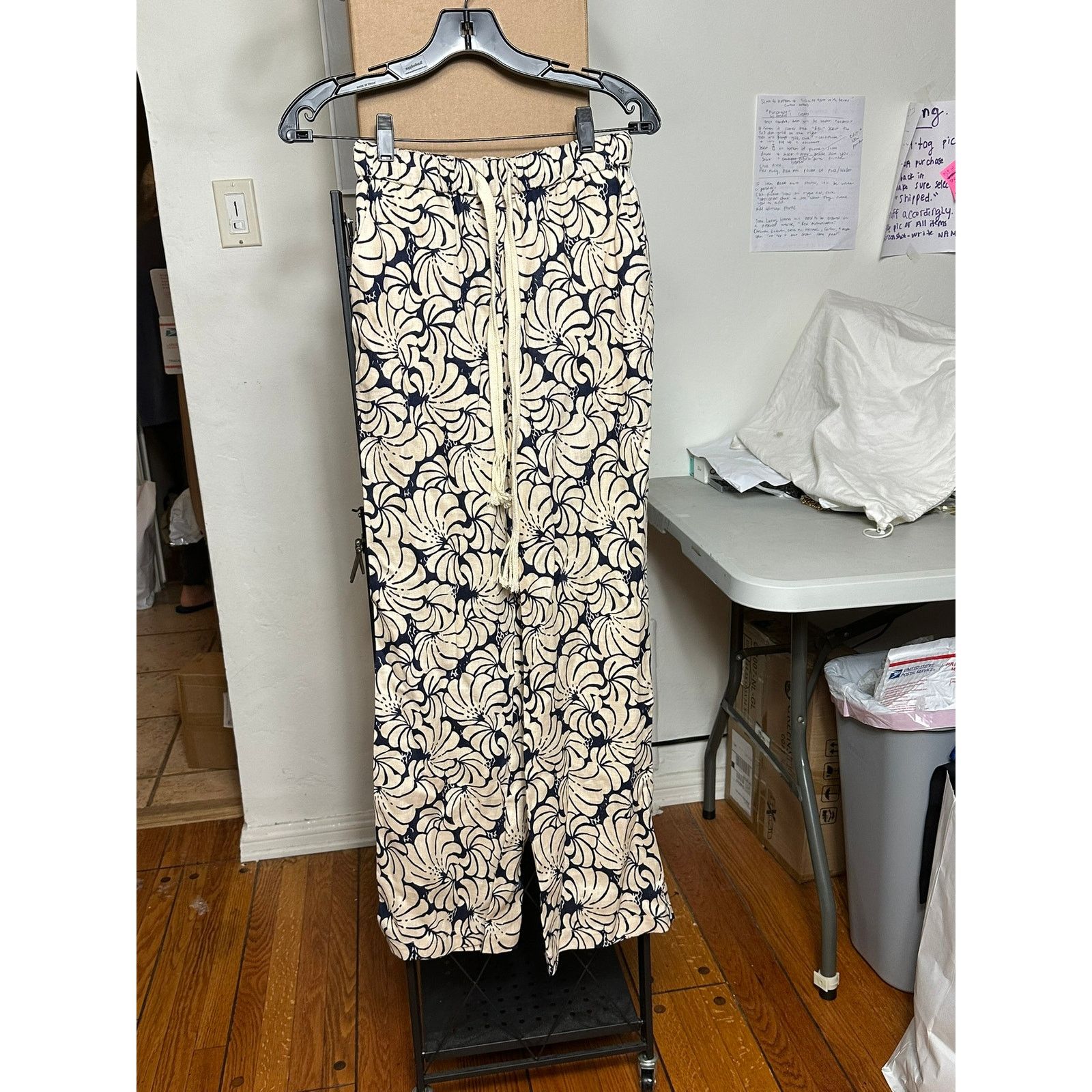 Staud STAUD Alize Pants Navy Scallop Block Print XS Size 26" / US 2 / IT 38 - 1 Thumbnail