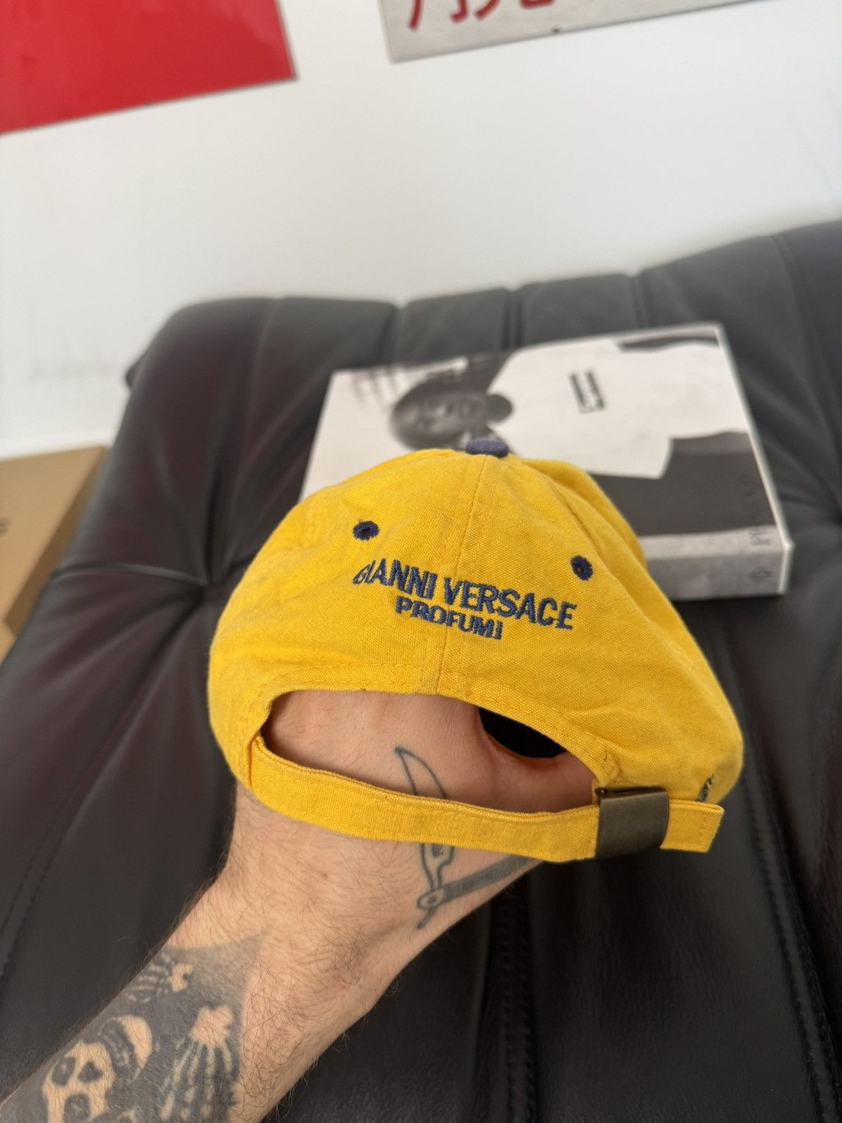 Versace Vintage 90s Gianni Versace “Yellow Jeans” Desinger Hat Cap Size ONE SIZE - 4 Thumbnail