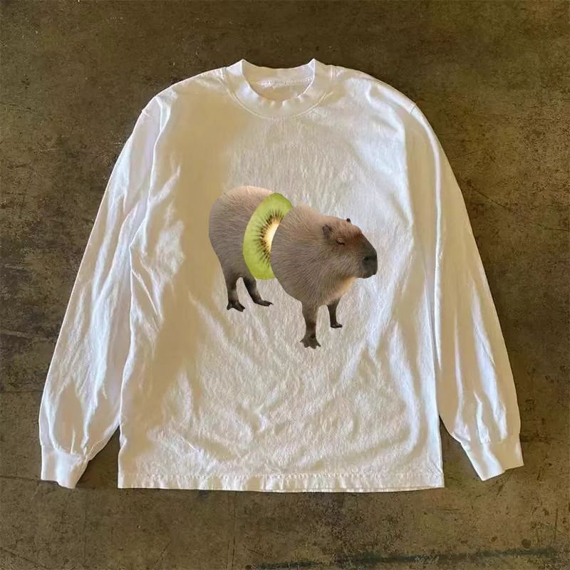 Japanese Brand × Vintage Funny capybara print cotton long-sleeved shirt Size US L / EU 52-54 / 3 - 1 Thumbnail