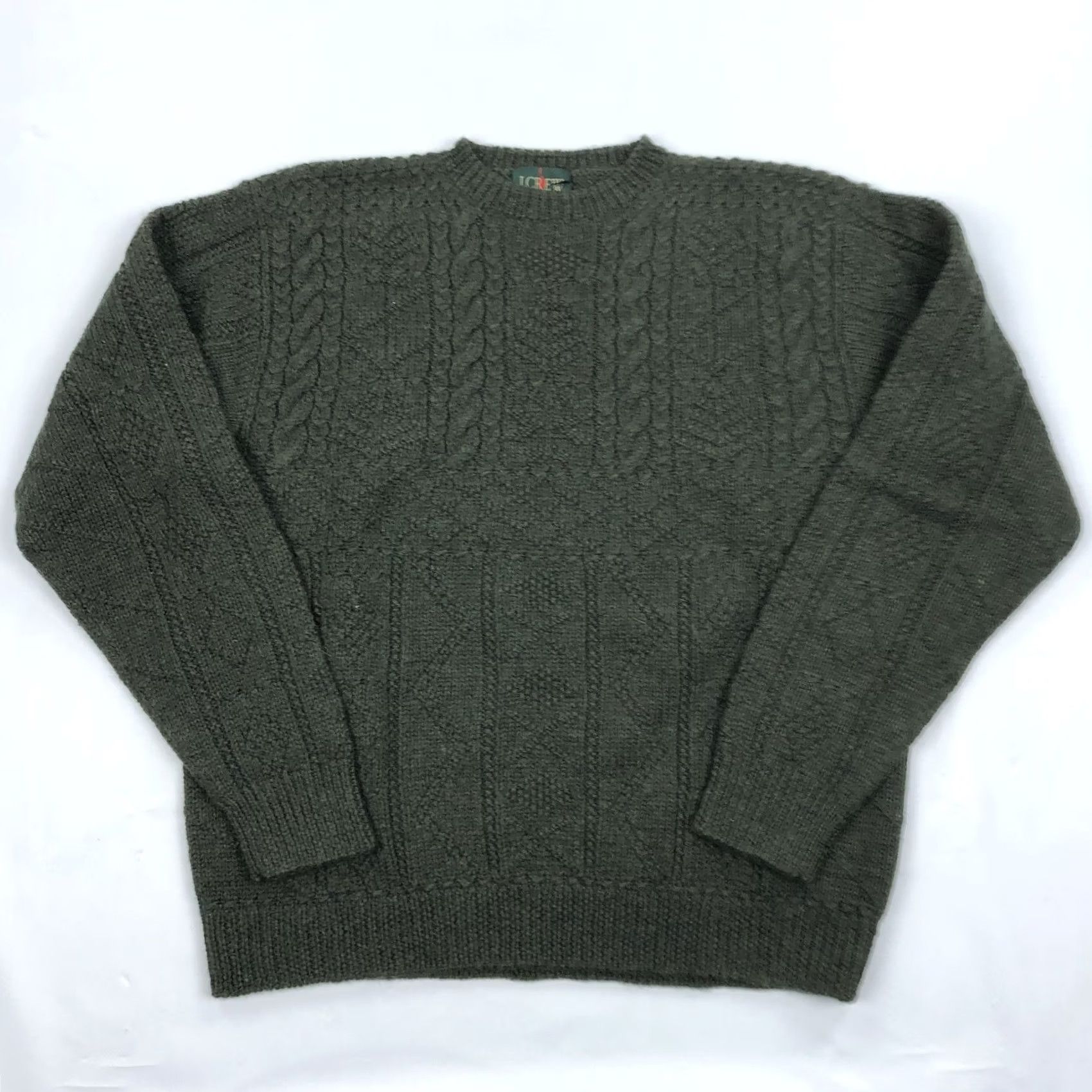 J.Crew VINTAGE J.CREW Men XL Green Cable Knit Wool Crew Neck Sweater Oarsman Size US XL / EU 56 / 4 - 2 Thumbnail