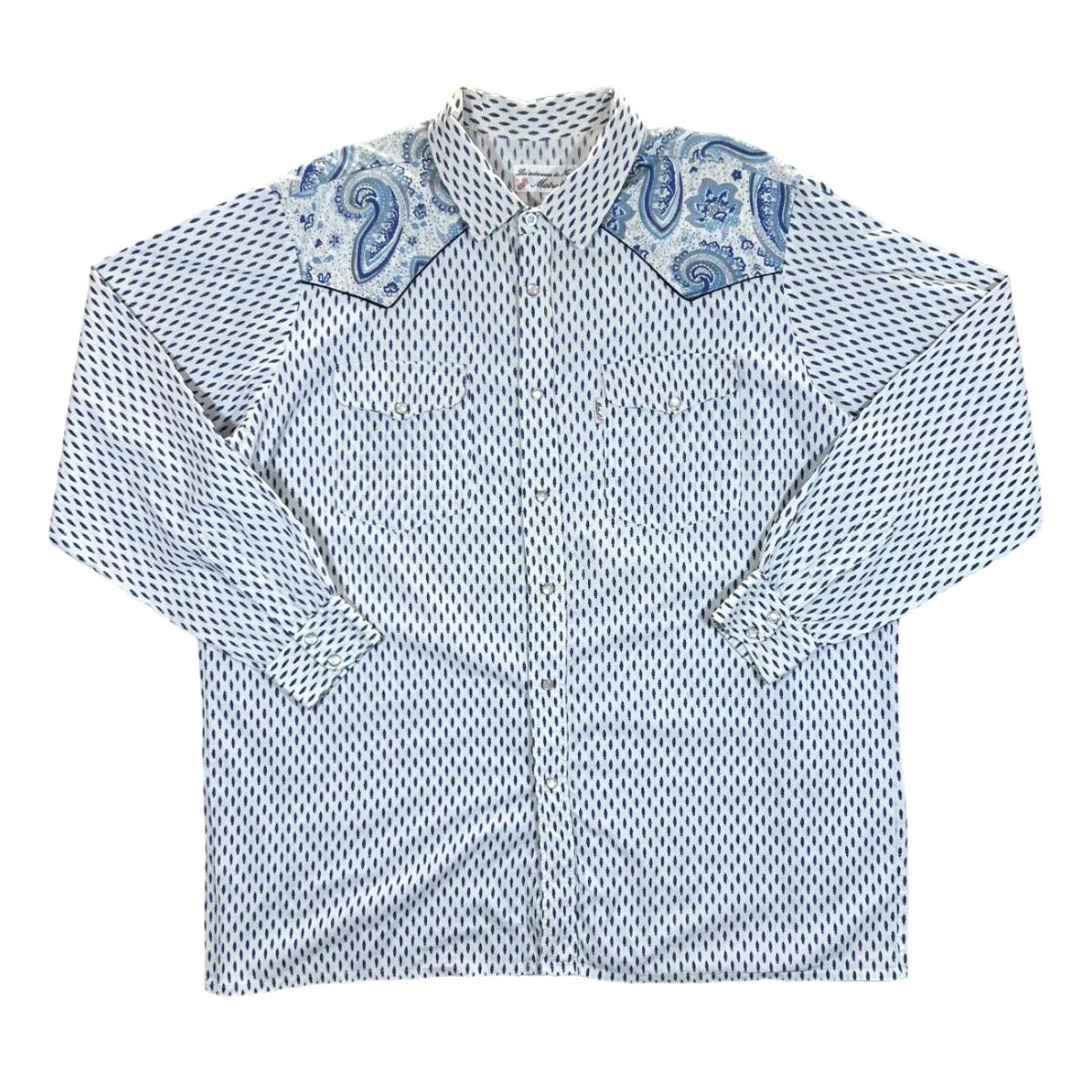 Vintage VINTAGE MISTRAL Western Shirt Floral Paisley Blue XL XXL Men Button-Up Long Sleeve 80s FRAME Size US XL / EU 56 / 4 - 2 Thumbnail