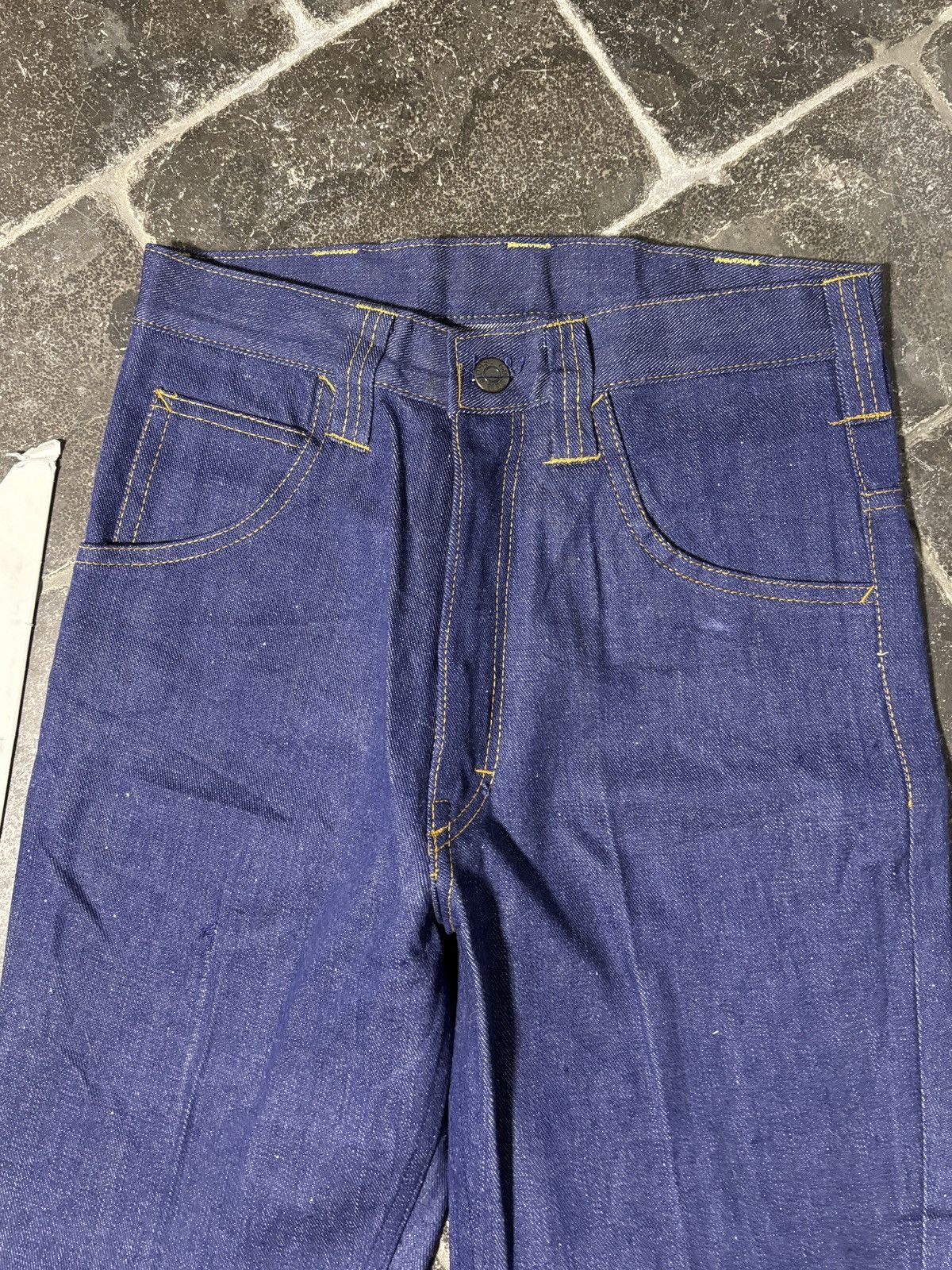 Vintage 1970s Flared Jeans Vintage Dark Wash Golden Horse Bell Botto Size 26" / US 2 / IT 38 - 6 Thumbnail