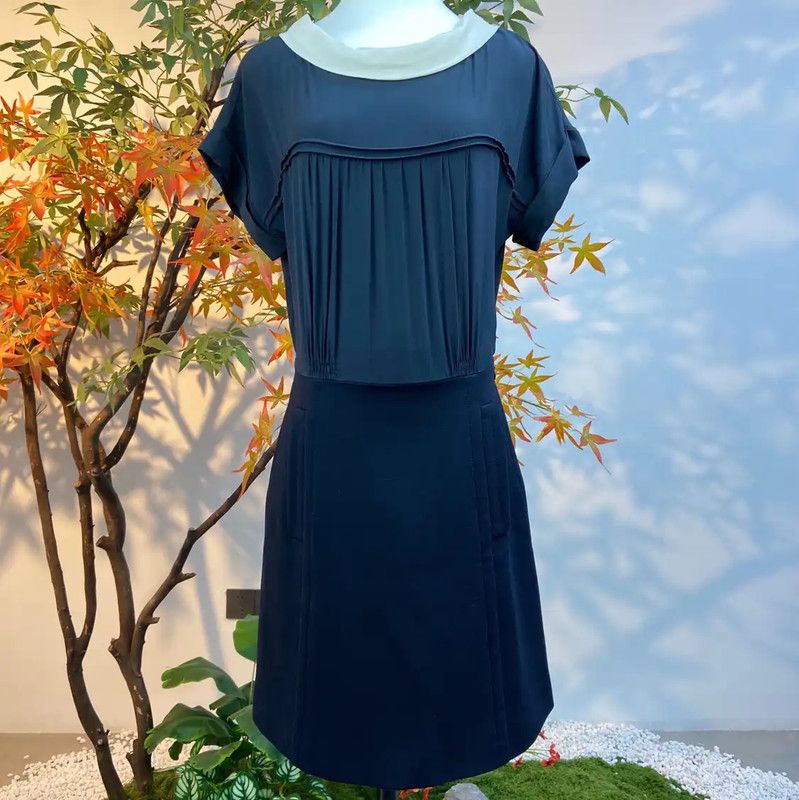 Miu Miu Miu Miu Navy Wool Dress Size L 0089 Size L / US 10 / IT 46 - 1 Thumbnail