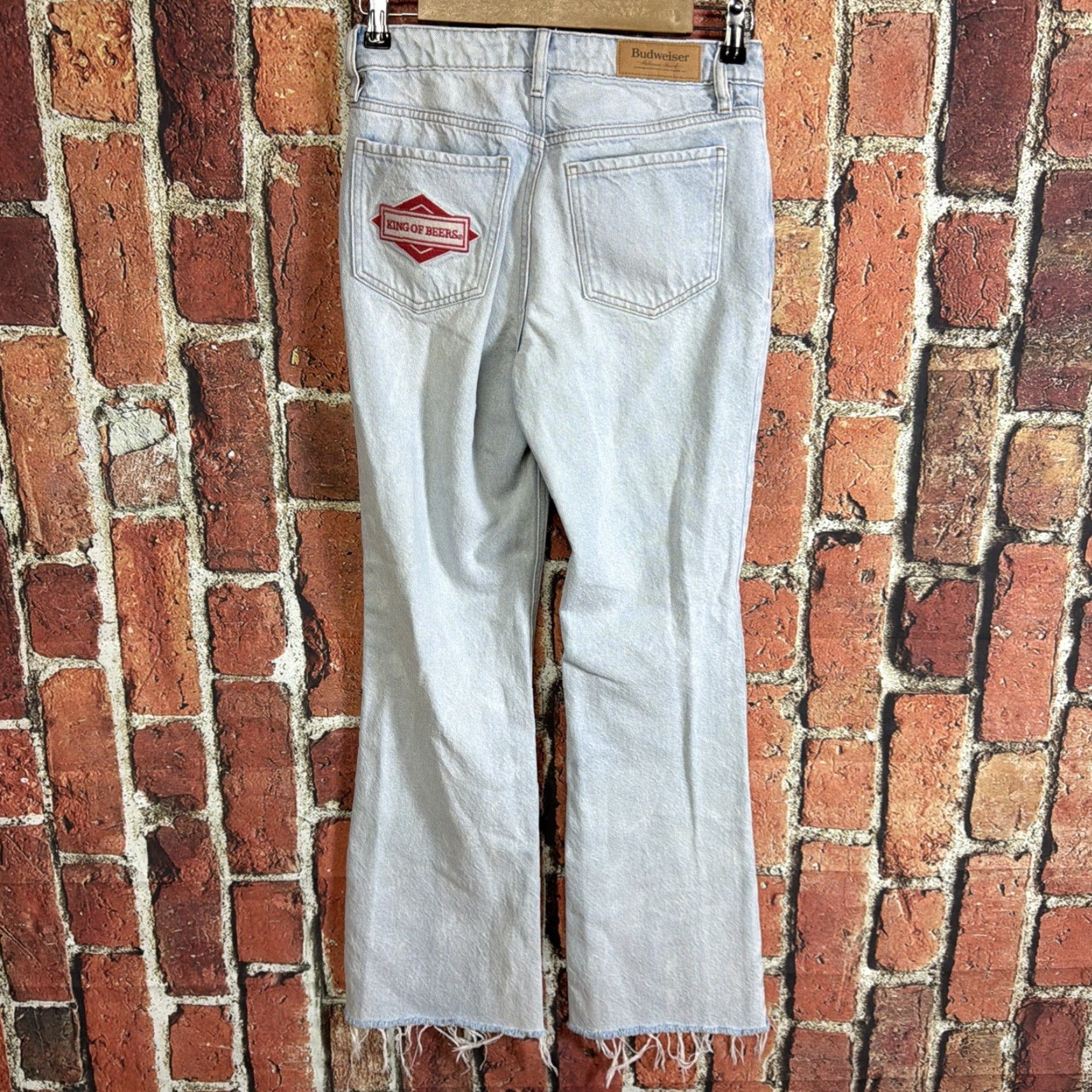 Pacsun Pacsun Budweiser Busch Beer Women’s Mom Jeans 25 Button Fly 100% Cotton Denim Blue 5-Pocket Design Jeans Womens Size 42" / US 20 - 3 Thumbnail