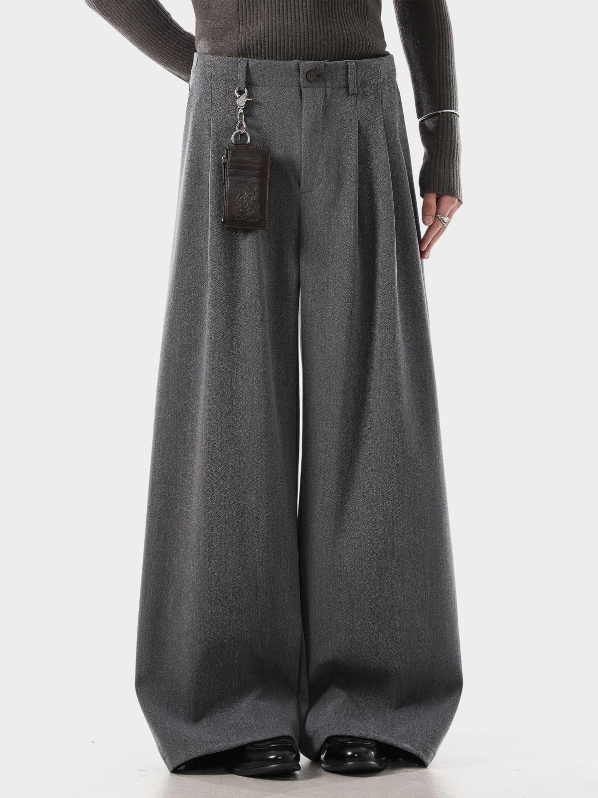 Japanese Brand Gray Wide Leg Pants, Loose Fit Trousers Size US 32 / EU 48 - 3 Thumbnail