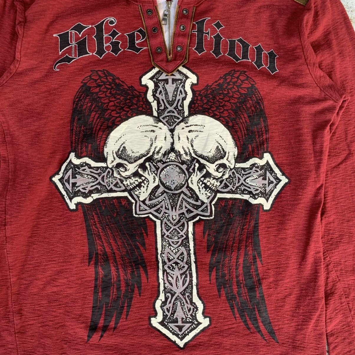 If Six Was Nine × Japanese Brand × Le Grande Bleu (L.G.B.) Y2K Affliction Style☠️Cross Skull☠️Longsleeve Tshirt Size US M / EU 48-50 / 2 - 3 Thumbnail