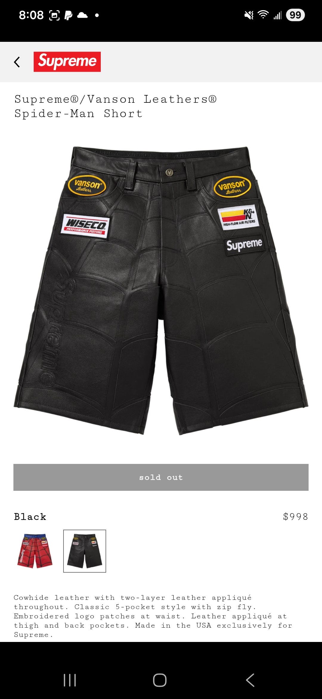 Supreme Supreme Black Leather Baggy shorts | Grailed