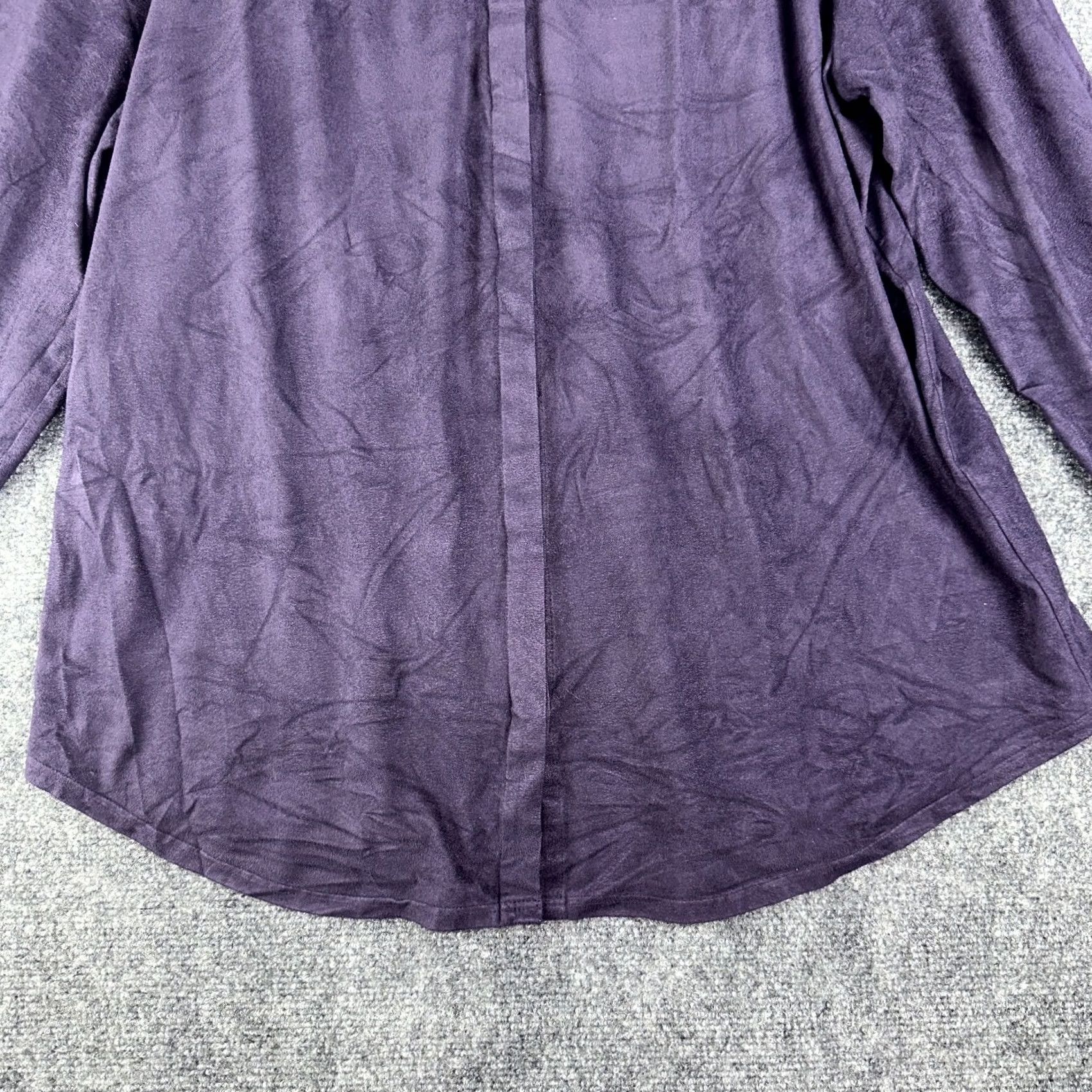 Vintage Chicos Blouse Womens Large Purple Stretch Faux Suede Long Sleeve Button Up Top Shirt Size L / US 10 / IT 46 - 6 Thumbnail